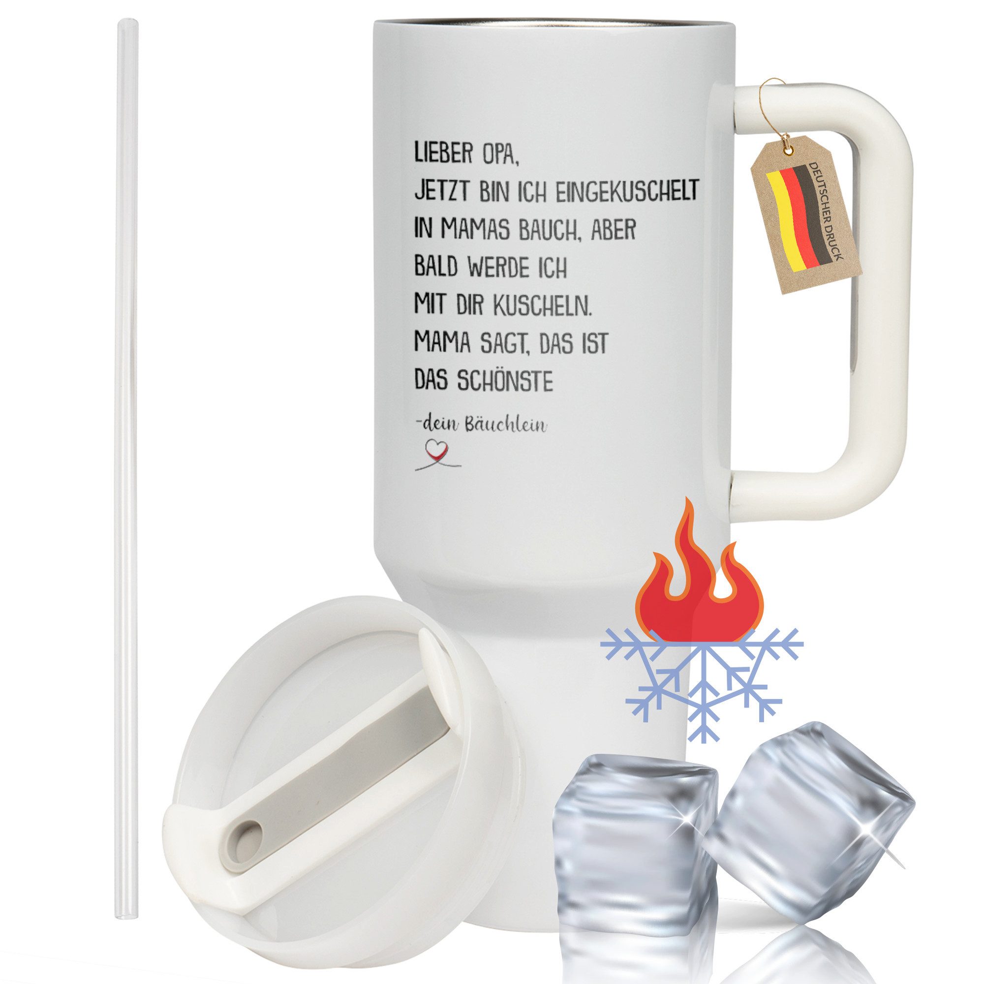 22Feels Thermobecher Geschenk werdender Opa XXL Thermobecher Schwangerschaftsverkündung, Edelstahl (Thermoisoliert), IN DEUTSCHLAND BEDRUCKT - Beidseitig Bedruckter To-Go Tumbler
