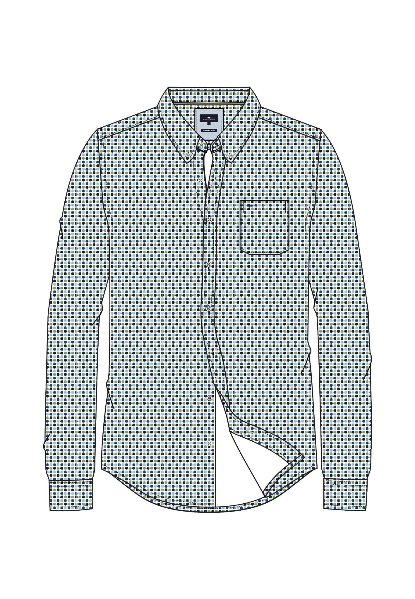 FYNCH-HATTON Langarmhemd mit Mininalprint und Button-down-Kragen günstig online kaufen