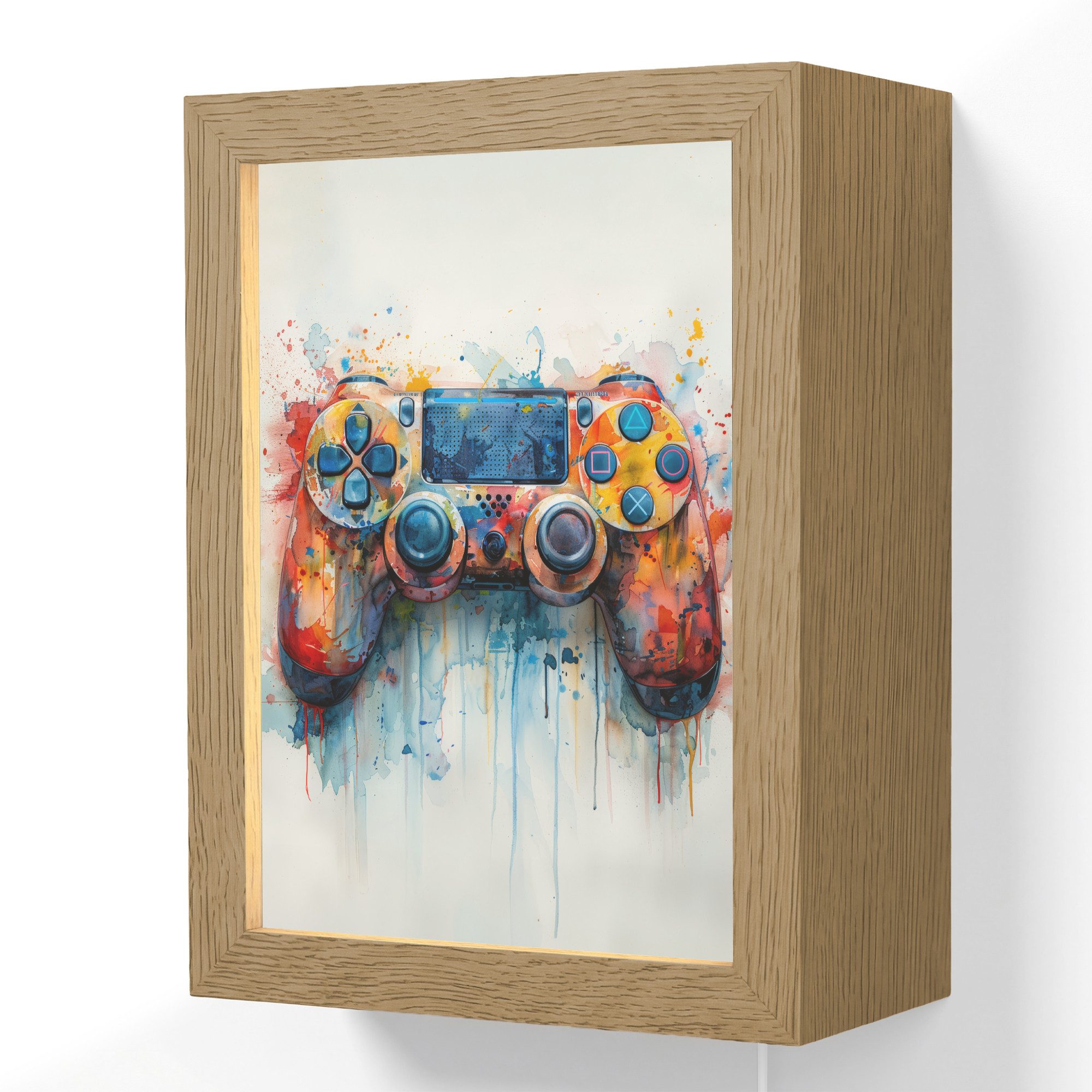 OnlyWow Wandleuchte Lightbox Kinder- und Jugendzimmer - Spiele - Gamecontroller, Dimmbar, Farbwechsel, LED, Warmweiß, Kaltweiß, Neutralweiß Einstellbar, Wandlampe Innen, Dimmbar, mit Kabel, LED, Beleuchtung, Wohnzimmer