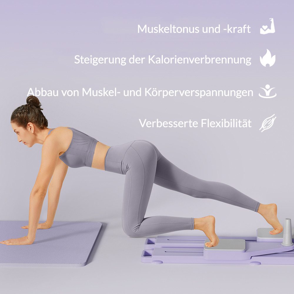 UMAY Pilates-Reformer Verbessertes 8-in-1-Fitnessboard & Pilates-Geräteset, (Widerstandsbänder, Balance Board für Ganzkörpertraining), mit Ab Workout Ausrüstung, Multifunktionales Liegestützbrett