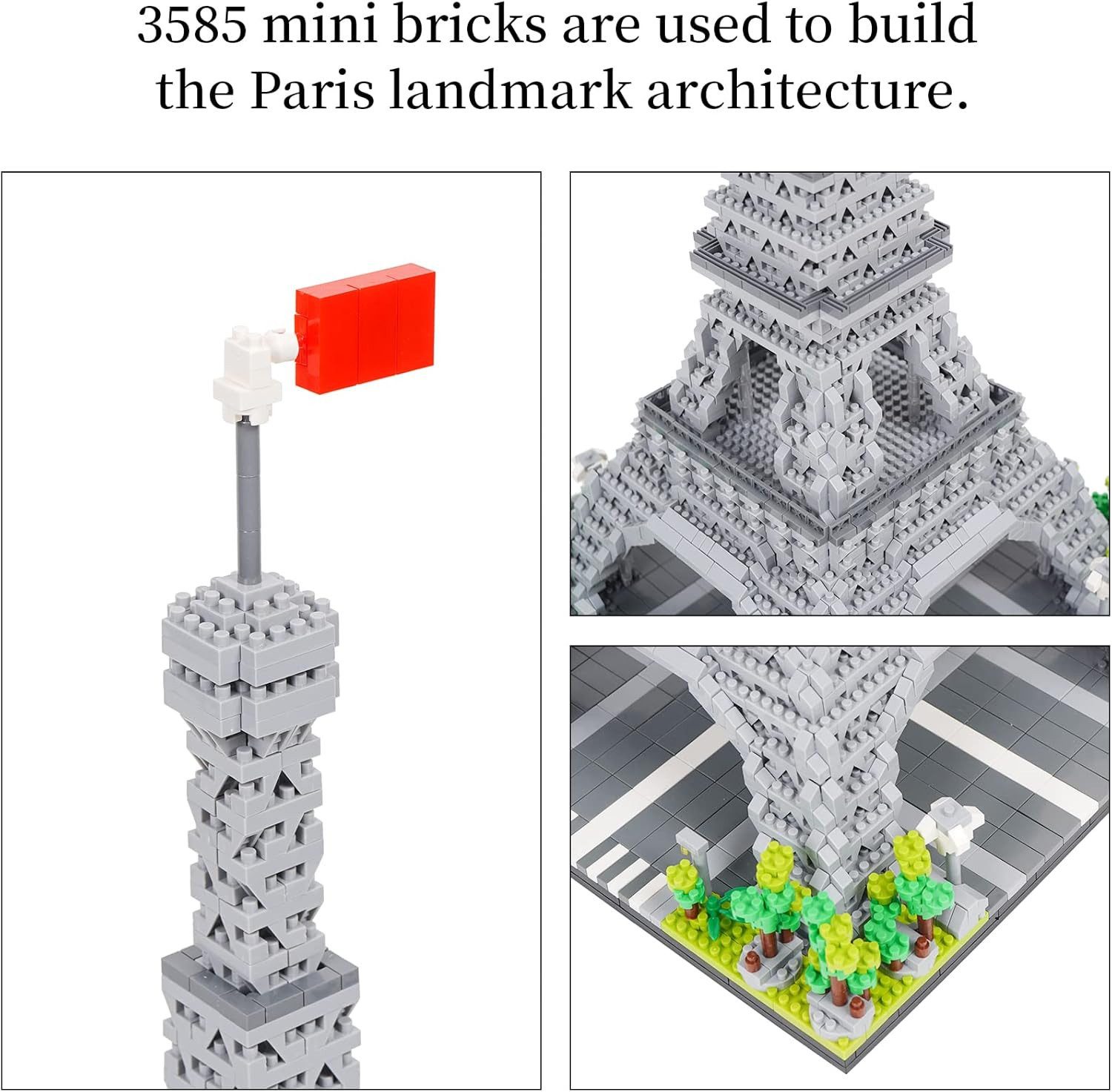 Athlix Eiffelturm Klemmbausteine Bausatz Paris Kinderpuzzle 2622 Steine Spielbausteine, 2.622 Bausteine, Realitätsnah, Kompatibel mit Lego