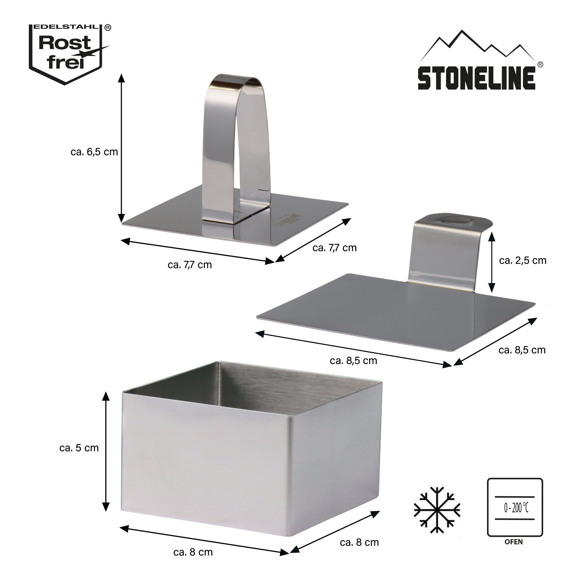 STONELINE Speisering, Edelstahl, (3 tlg), vielseitig verwendbar, backofen-/ gefriergeeignet, Designed in Germany