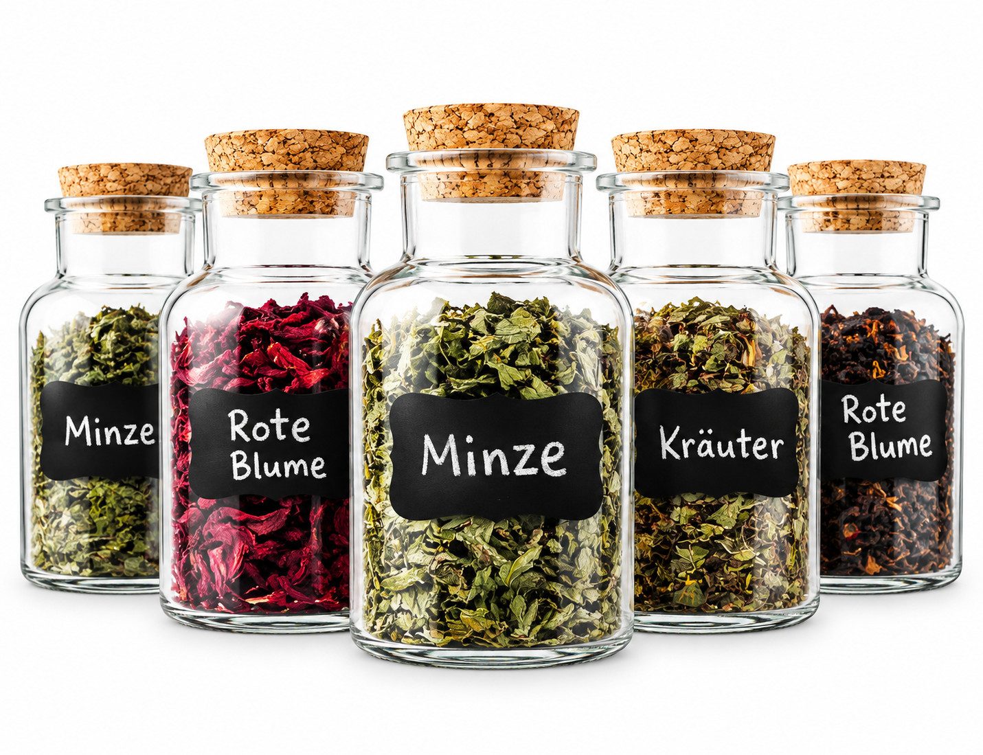 Sendez Gewürzbehälter 12 Gewürzgläser mit Korkverschluss 180ml mit. 24 Etiketten + Stift, Glas, (12-tlg). € 18,99