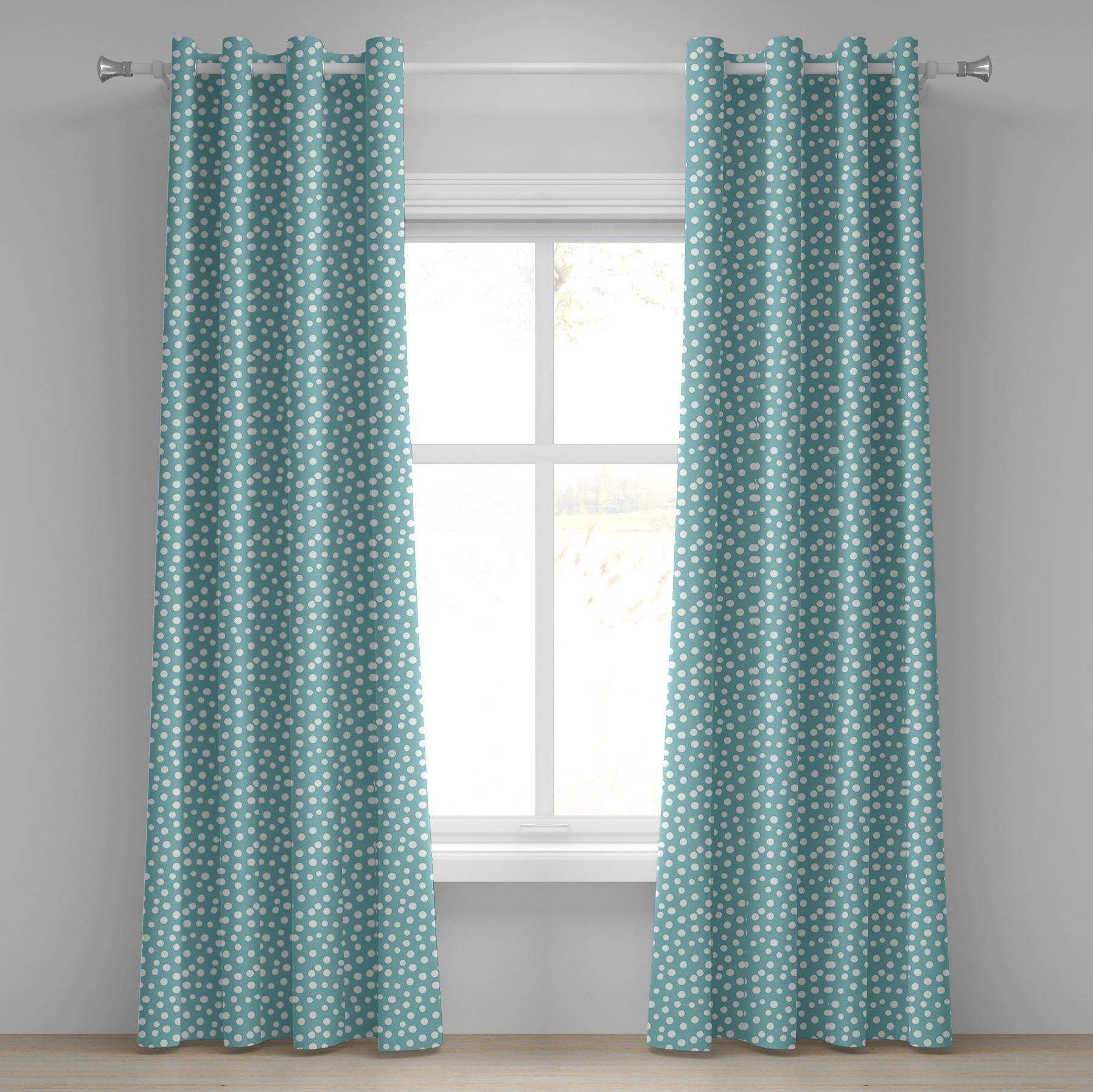 Gardine Dekorative Romantische Türkis für 2-Panel-Fenstervorhänge Schlafzimmer Wohnzimmer, Abakuhaus, Tupfen Kunst