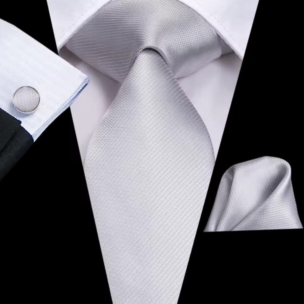 Ware aus aller Welt Krawatte Einstecktuch Manschettenknöpfe Seide Seidenkrawatte Schlips Binder