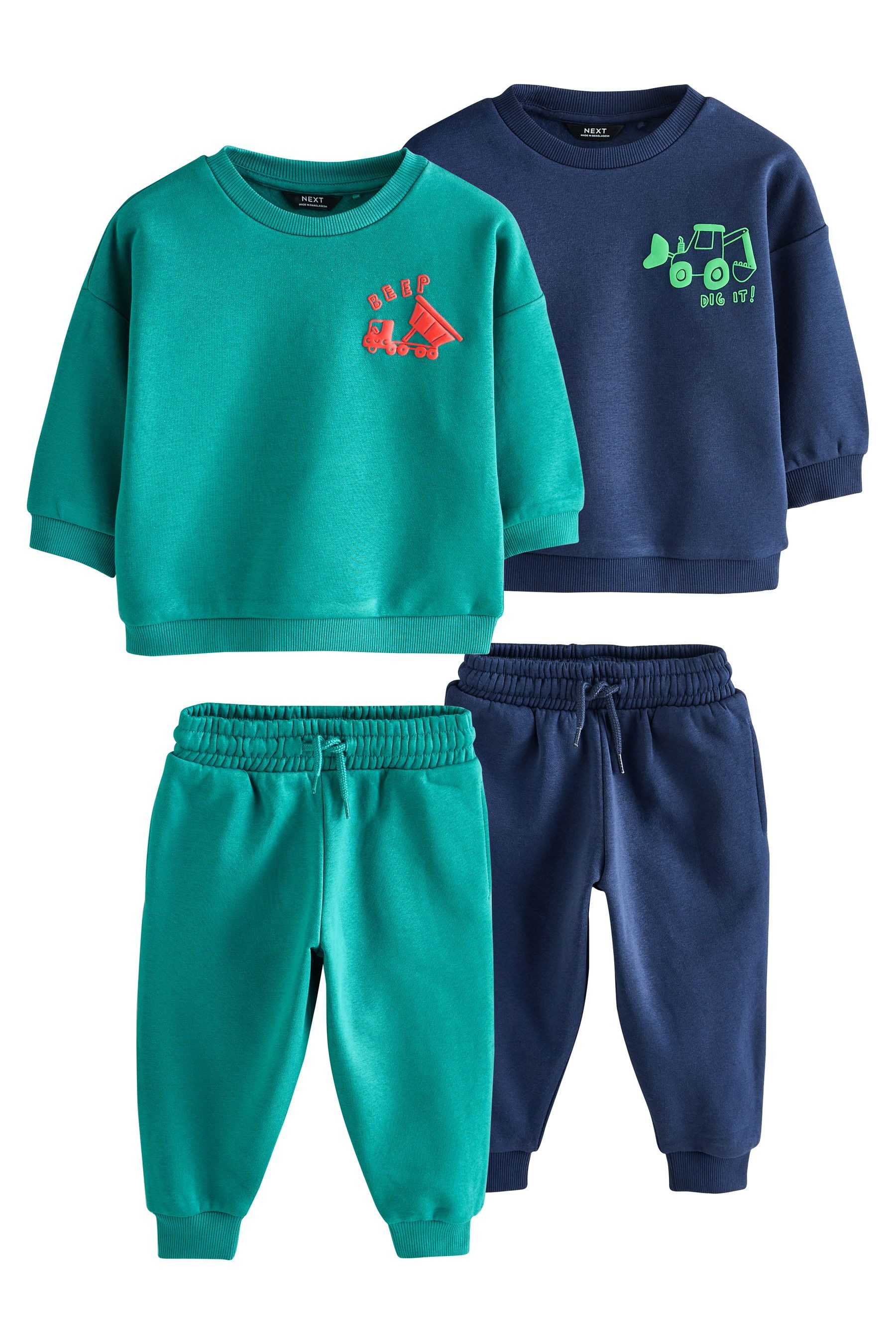 Next Sweatanzug Sweatshirt und Jogginghose im 2er-Pack (4-tlg)