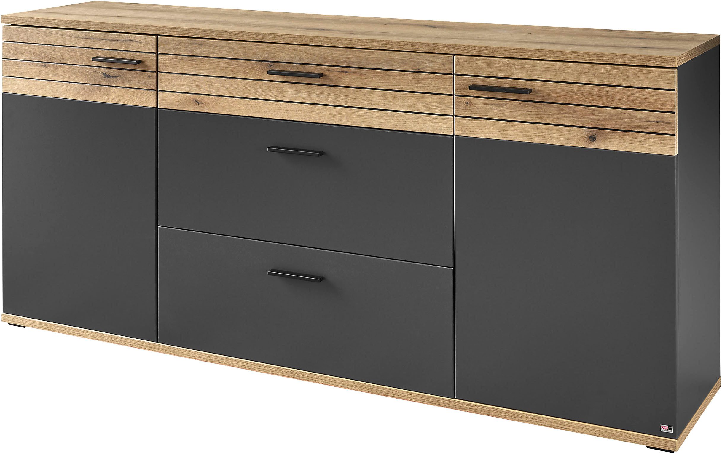 set one by Musterring Sideboard Quincy (1 St), Viel Stauraum, in Anthrazit oder Lichtgrau erhältlich, 180 cm breit