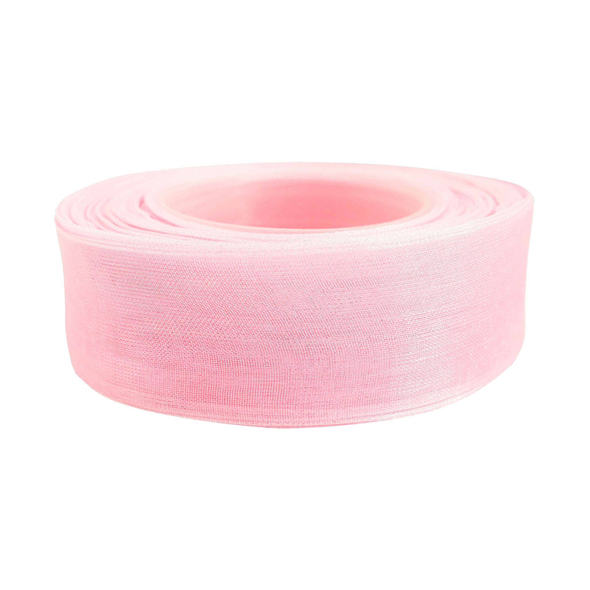 maDDma Organzaband 27m Chiffonband 25mm Polyester Schleifenband Dekoration Geschenkband, babyrosa