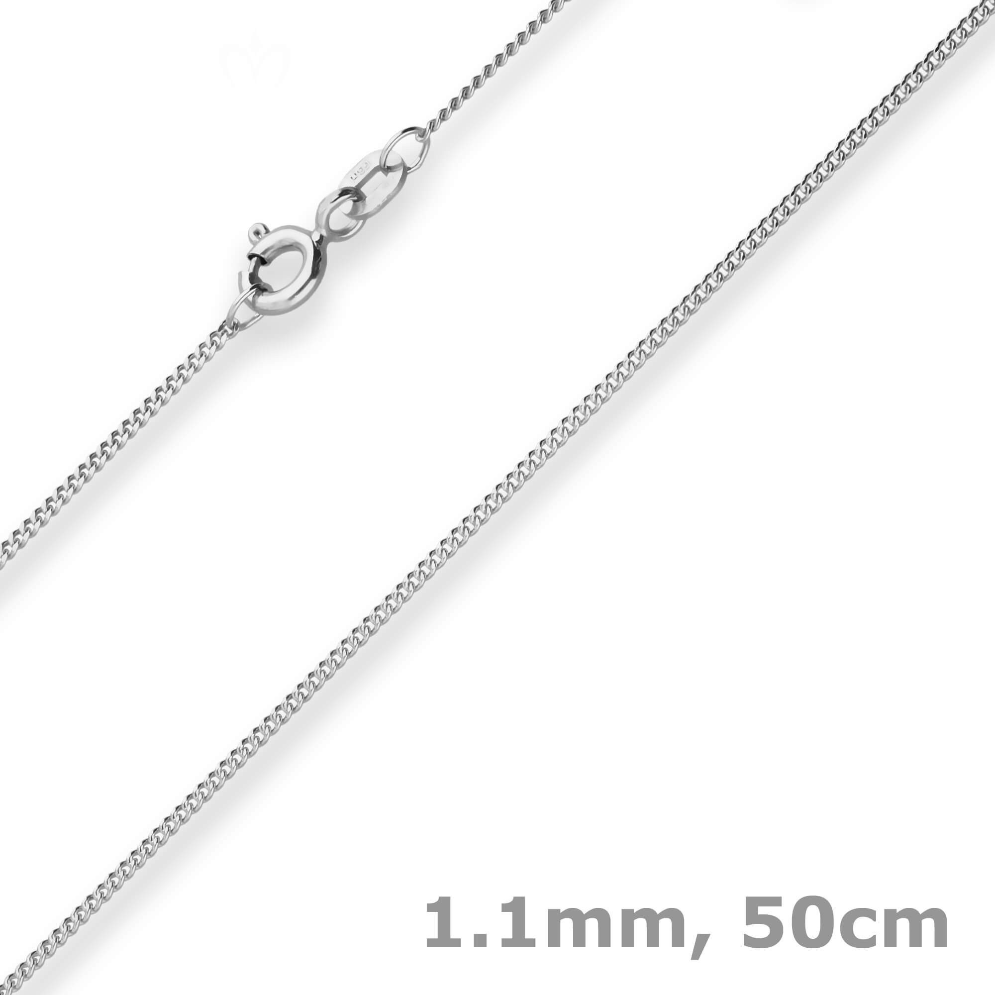 Schmuck Krone Goldkette 1,1mm Panzerkette aus 585 Weißgold 50cm, Gold 585