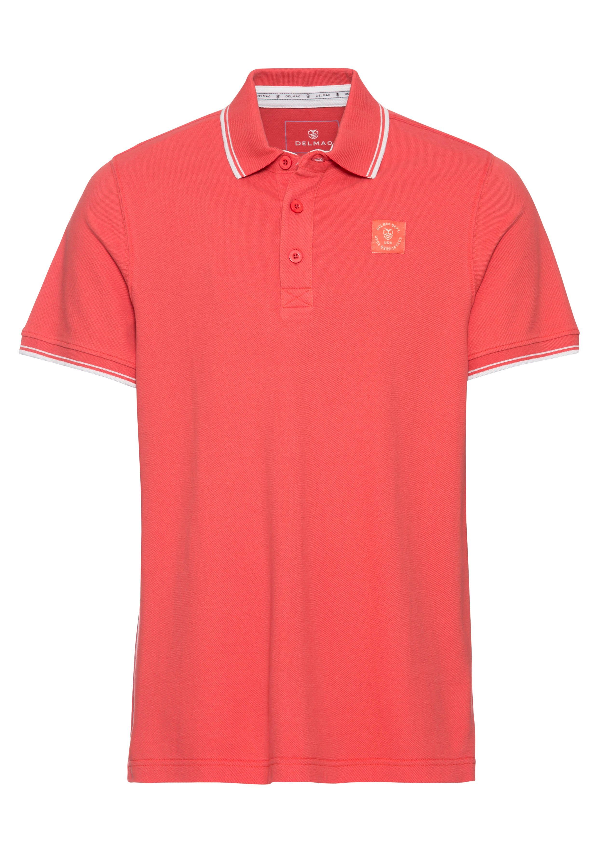 rot - DELMAO mit modischem MARKE! Poloshirt Brustlabel NEUE