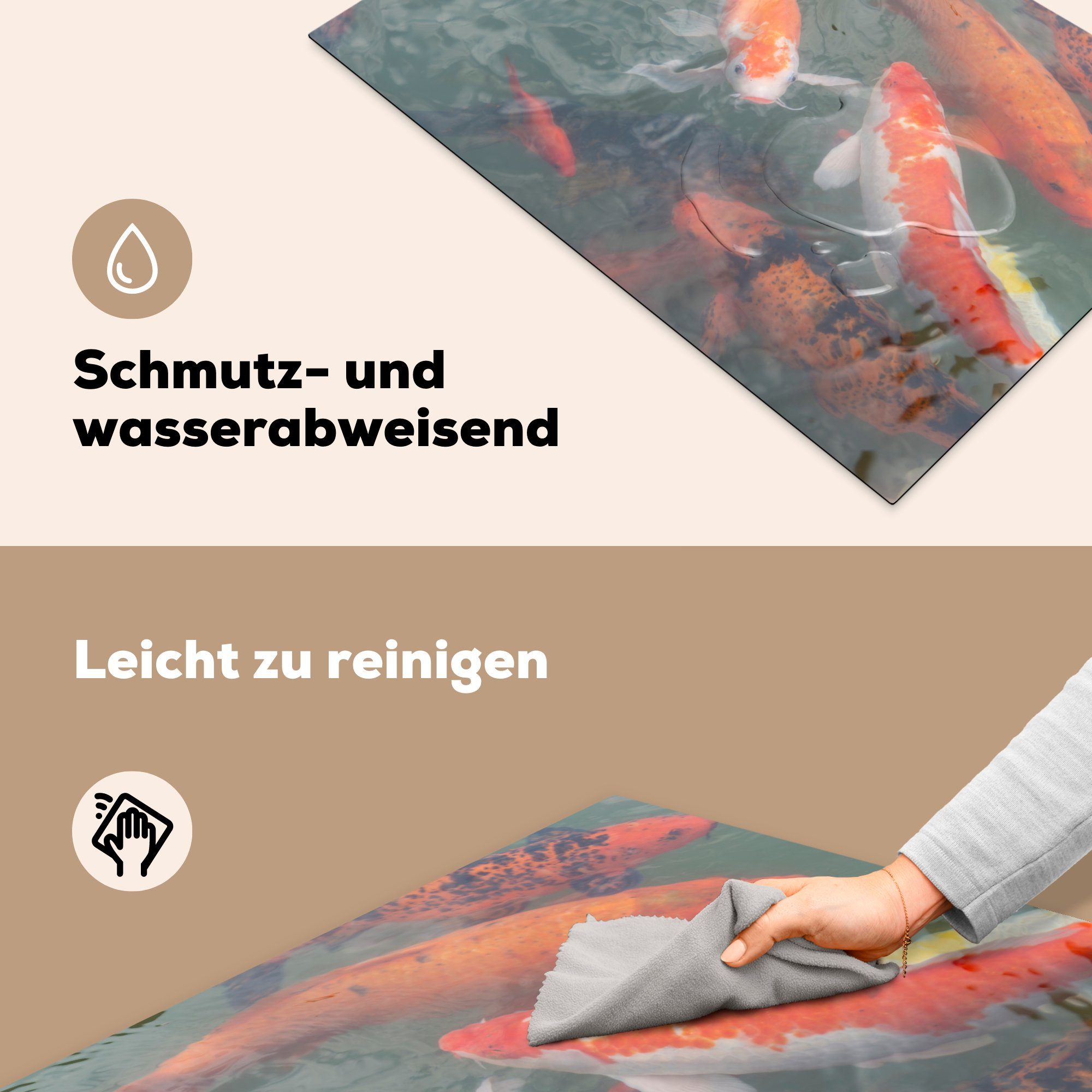 tlg), cm, Koi-Karpfen, Herdblende-/Abdeckplatte 81x52 Vinyl, Schutz Induktionskochfeld (1 Mehrere MuchoWow küche, für Ceranfeldabdeckung die