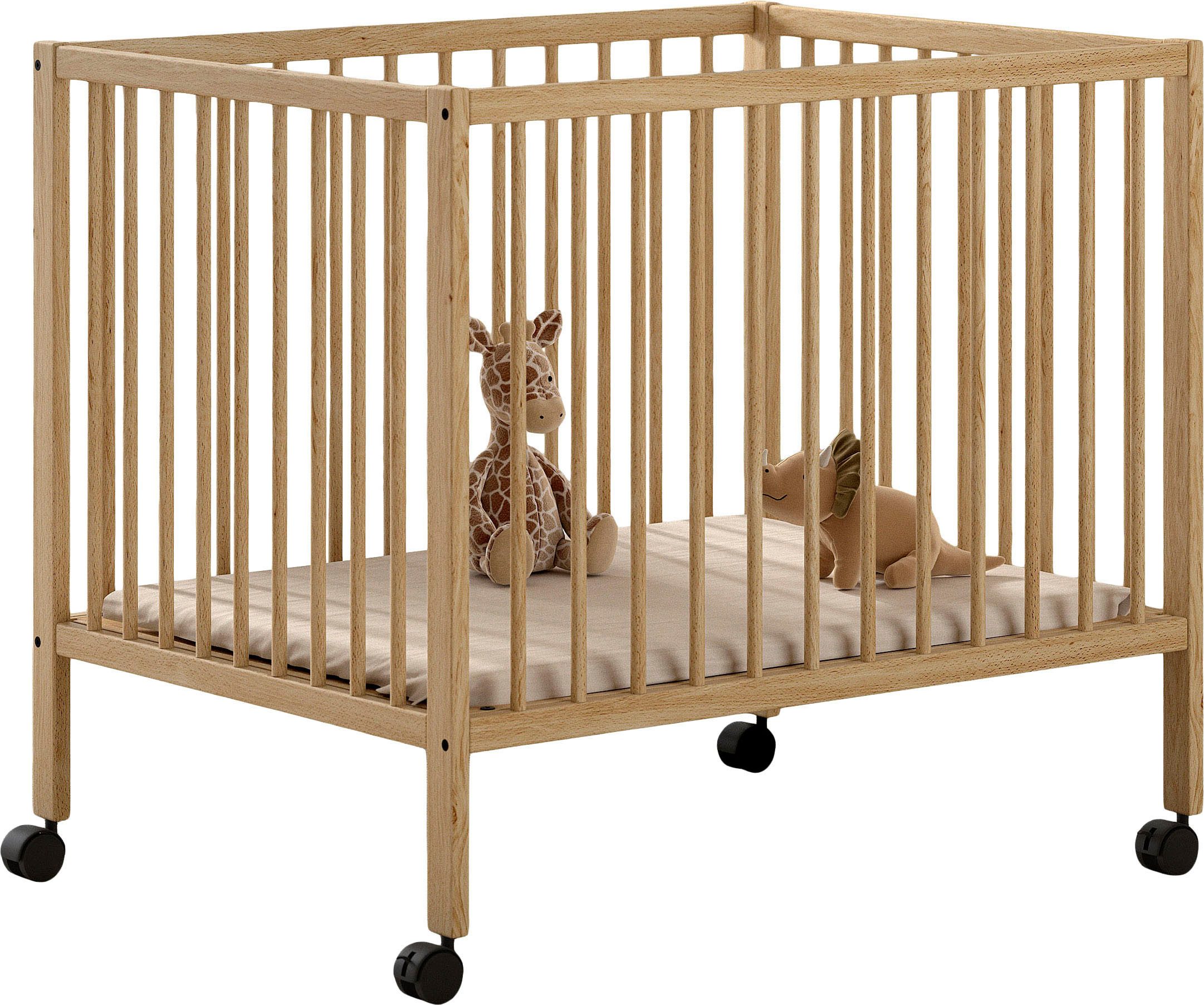 Vipack Laufgitter Dino auf Rollen mit 2 Bremsen, universell einsetzbar, Made in Europe, hochwertig verarbeitet, Buche massiv, verschiedene Farben erhältlich