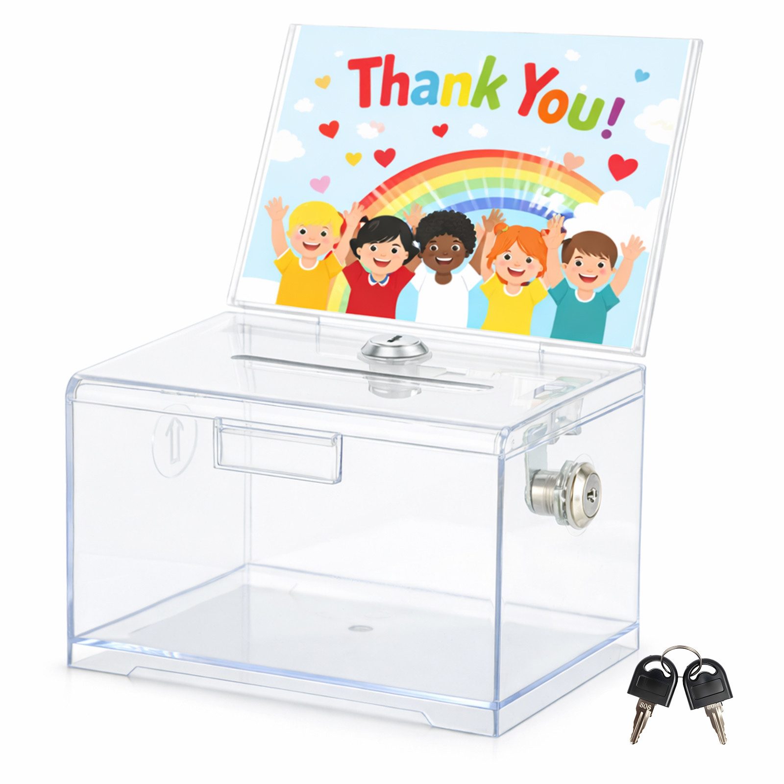 Youyijia Geldkassette Acryl Spendenbox 15,7×11,6×10 cm Wahlbox mit Schlitz & Schlüssel