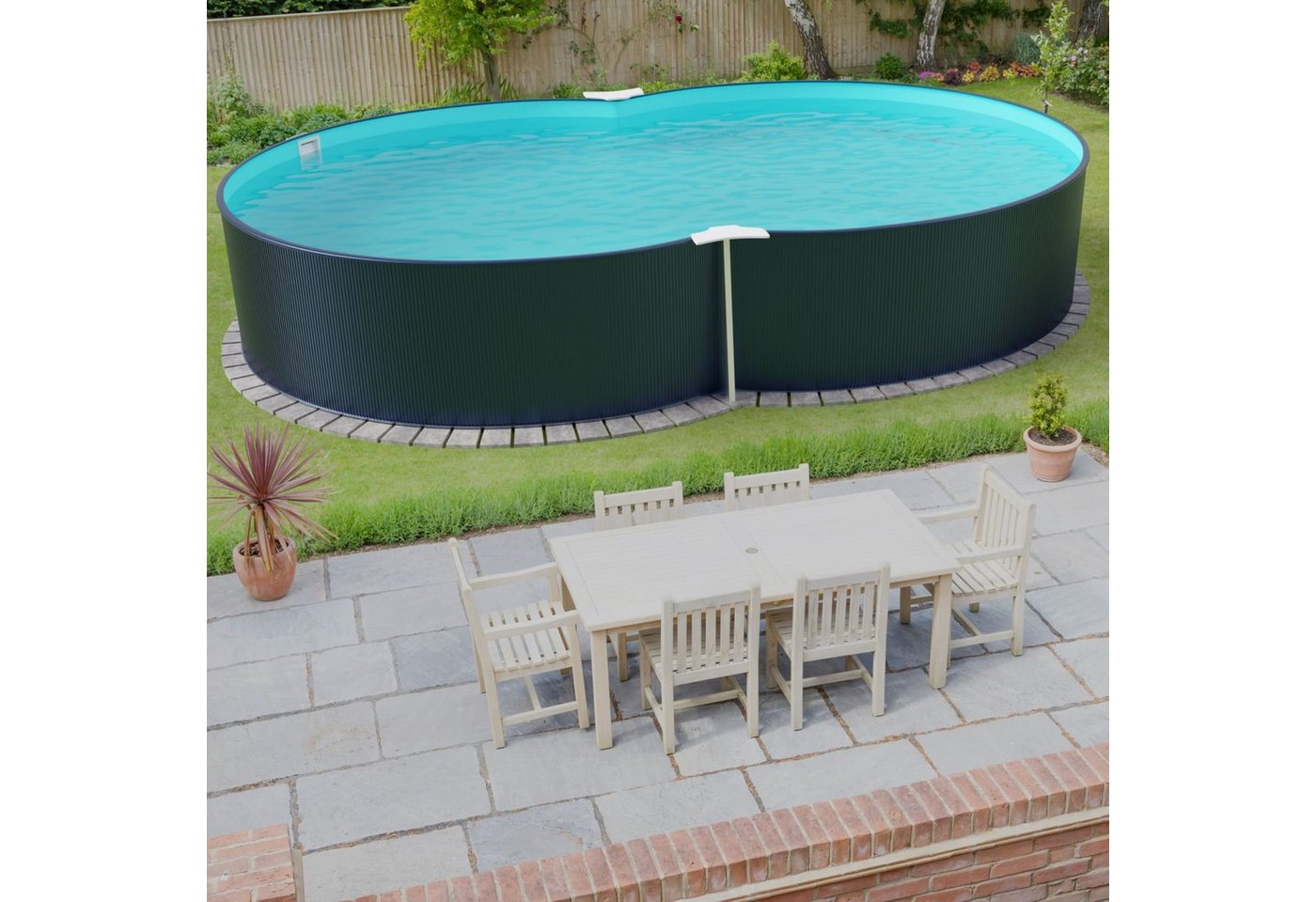 Thumbnail - Waterman Achtformpool Stahlwandpool Set (5-teilig) achtform 540 x 350 x (Beckenset), verzinkte Stahlwand