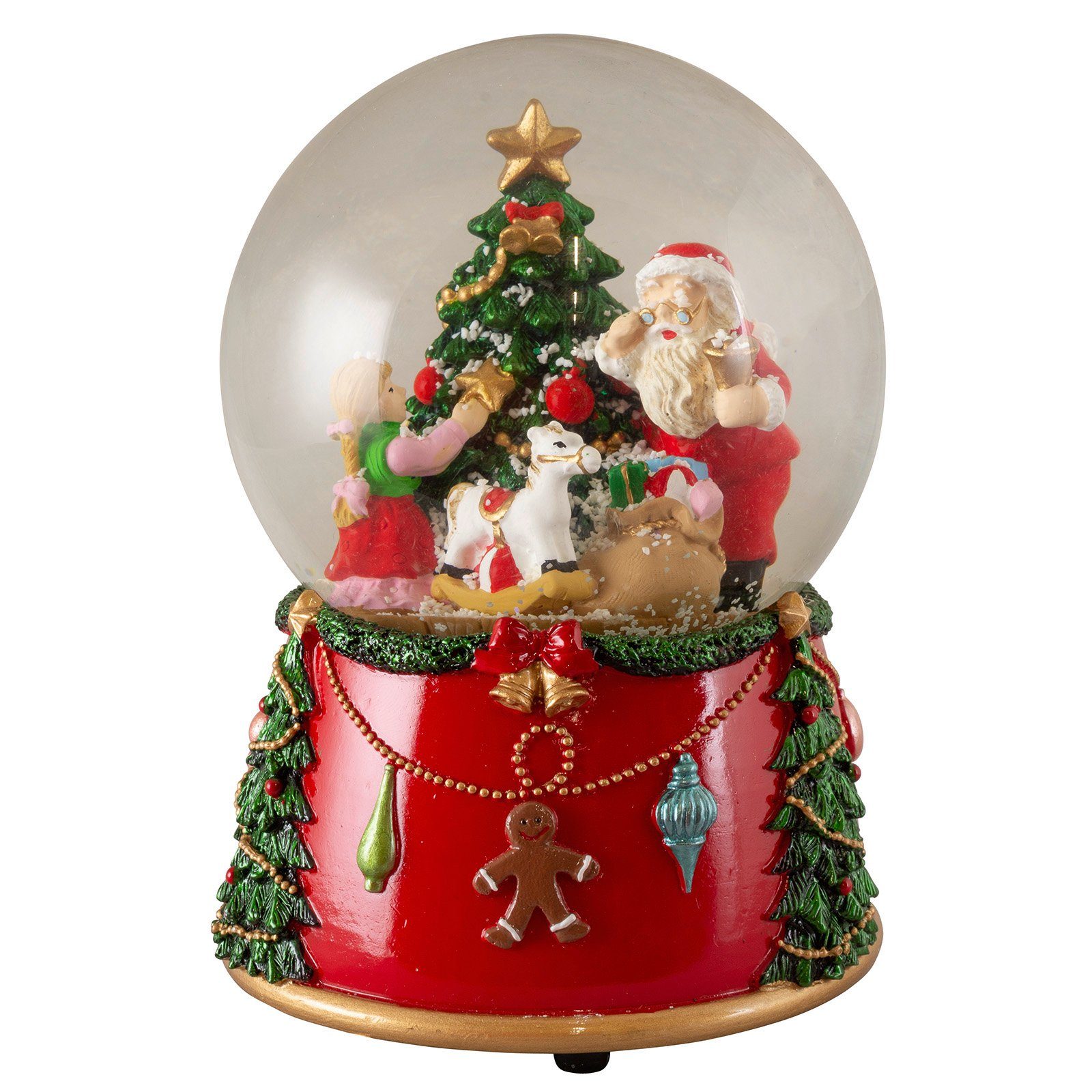 Christmas Paradise Schneekugel mit Spieluhr 14cm, Weihnachtsmann mit Baum ( günstig online kaufen