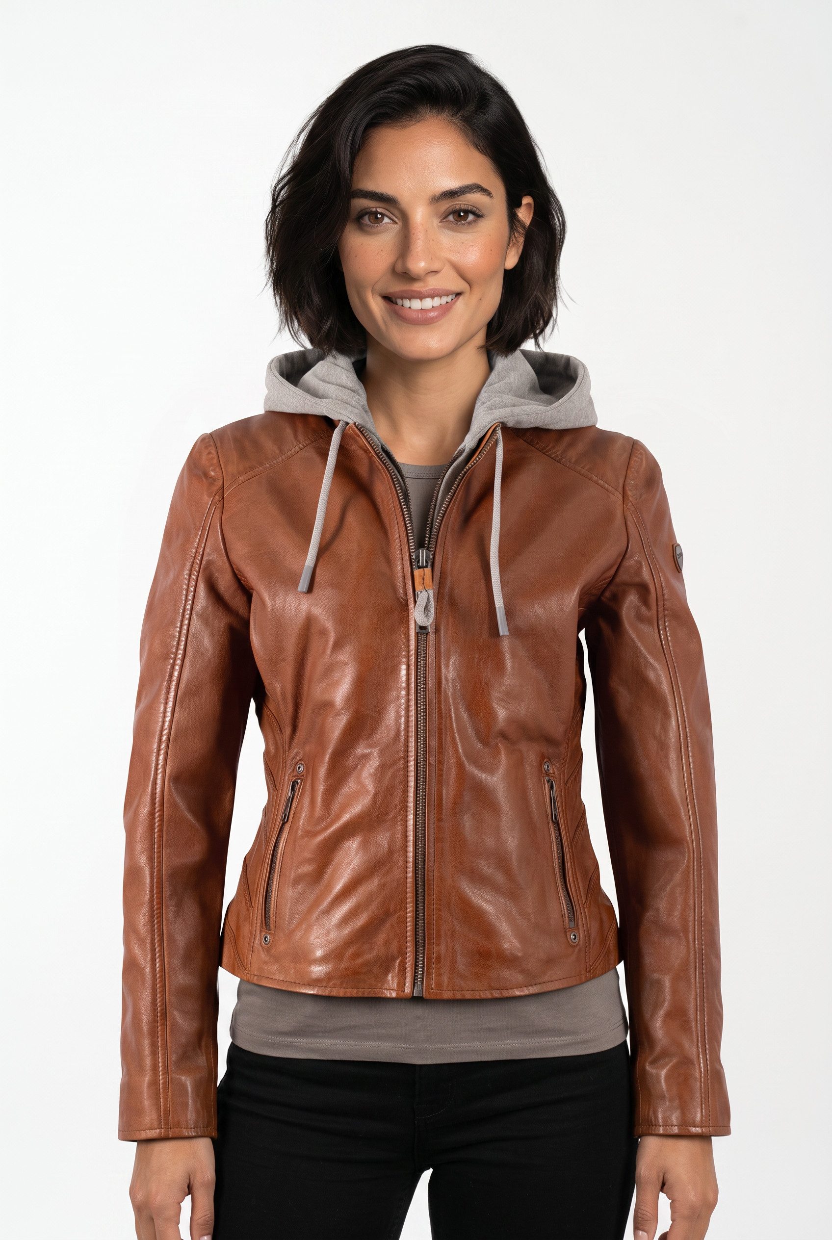 Mauritius Lederjacke MWAlva mit abnehmbarer Kapuze