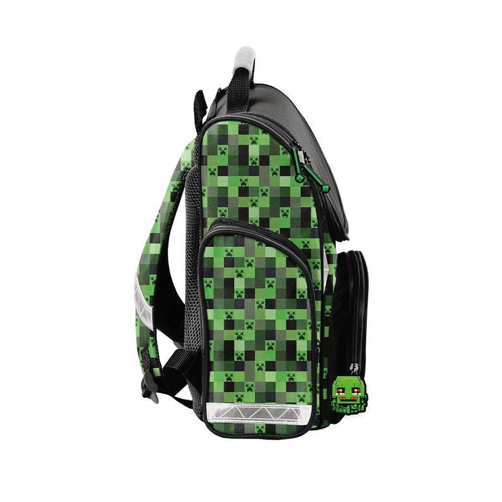 PASO Schulrucksack, Minecraft – Schulranzen – Schwarz, Grün
