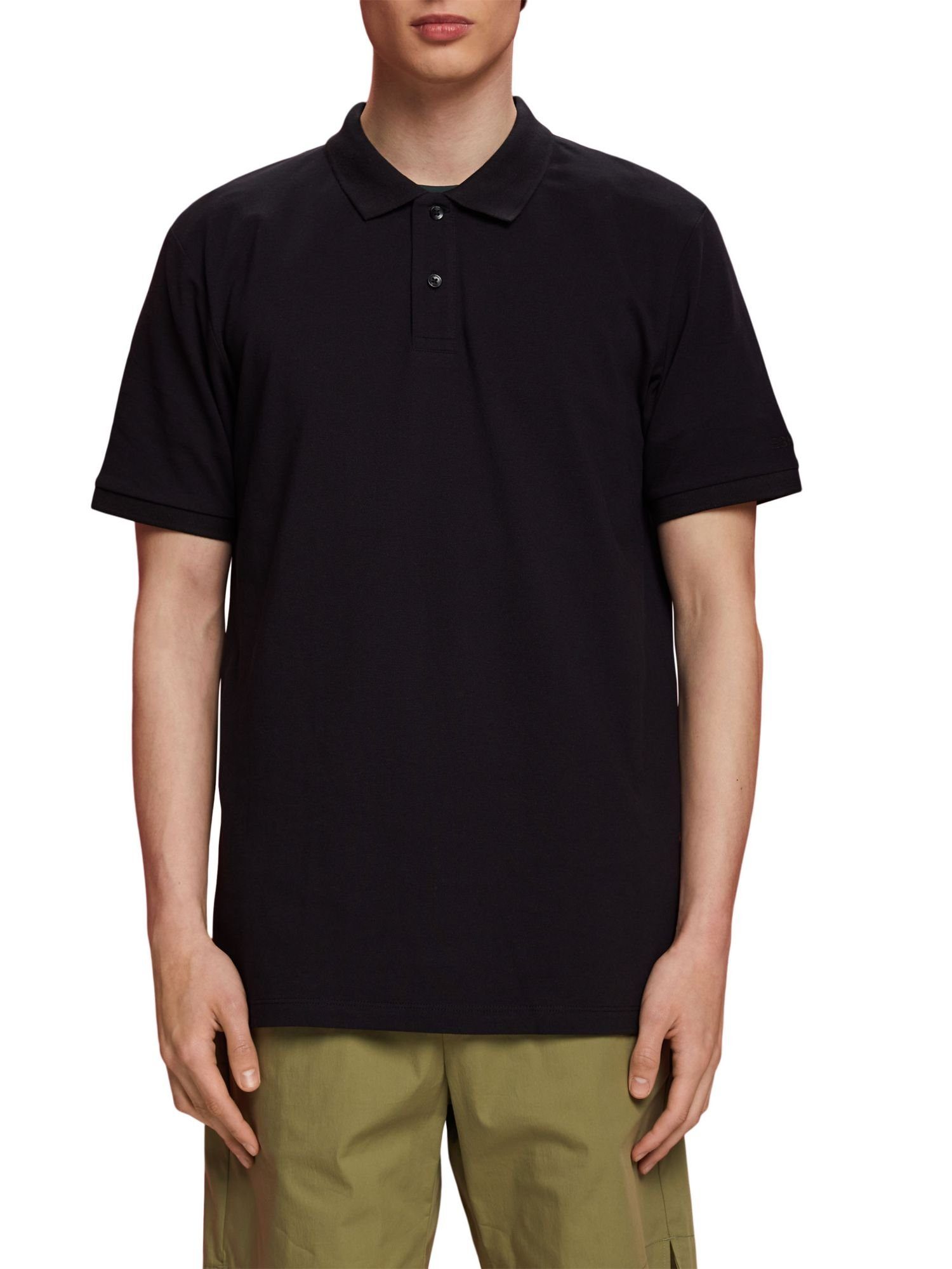Slim-Fit-Poloshirt Esprit Baumwoll-Piqué Poloshirt BLACK aus
