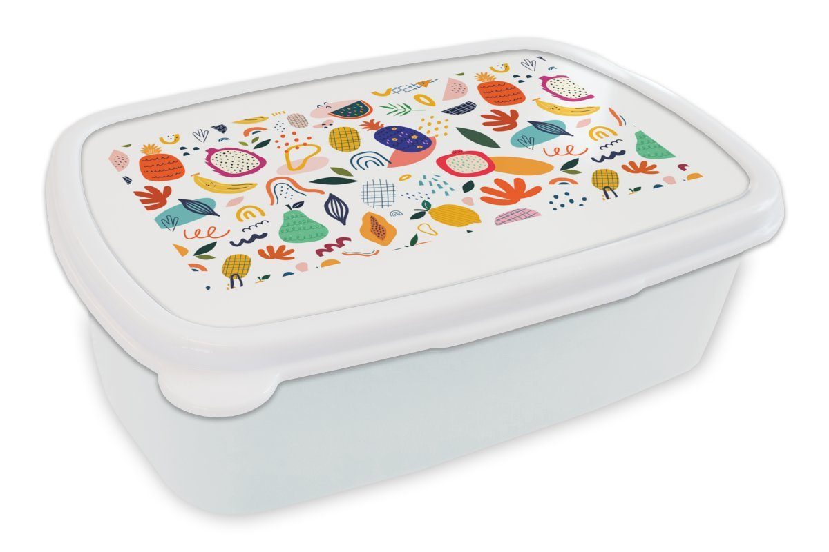 MuchoWow Lunchbox Brotbox und Brotdose, Weiß Pflanzen für - Wassermelone, - Kunststoff, Mädchen Kinder - (2-tlg), Obst und Erwachsene, für Jungs - Pastell