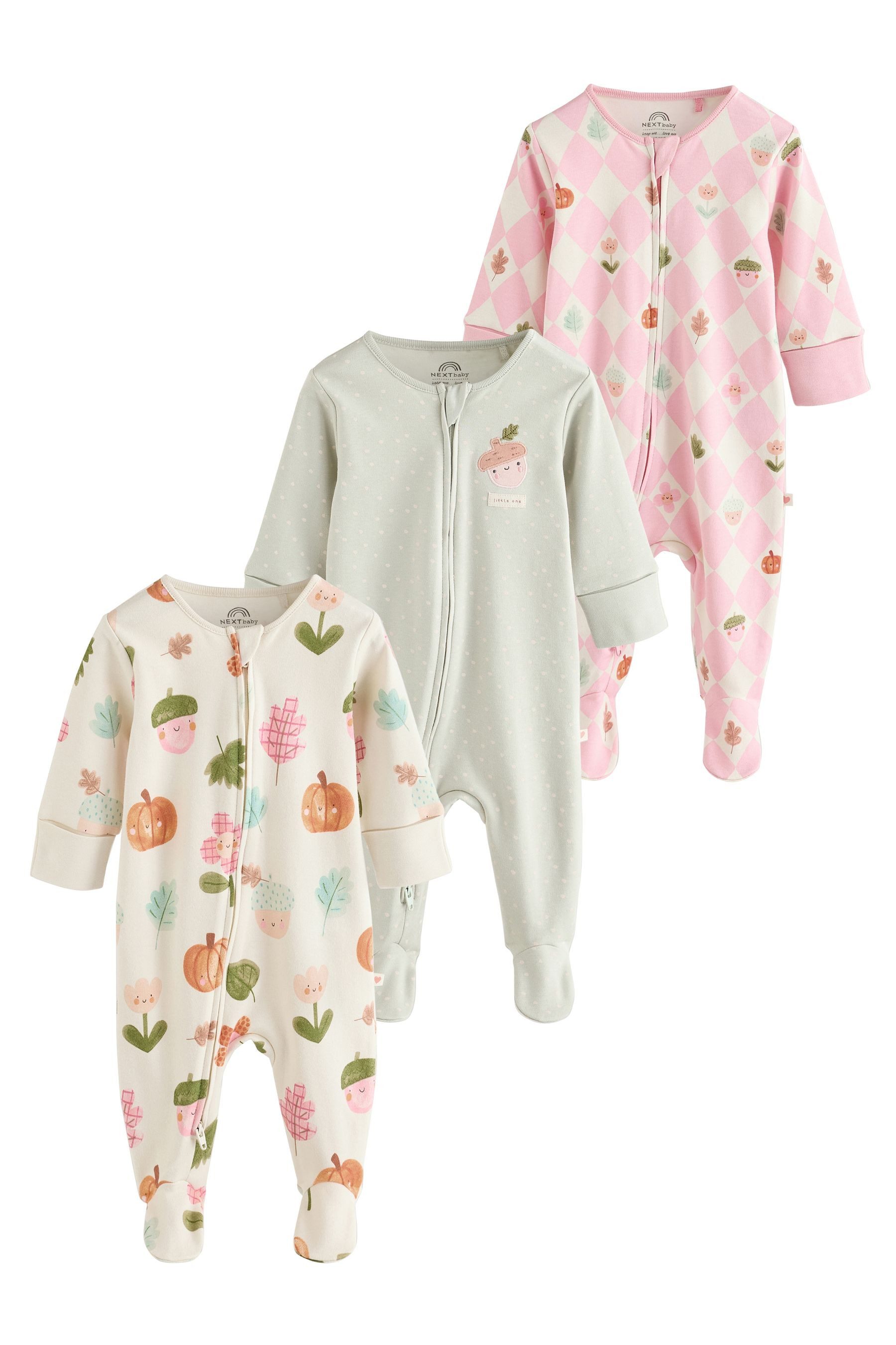 Schlafoverall Baby Schlafanzüge mit Zweiwege-RV, 3er-Pack