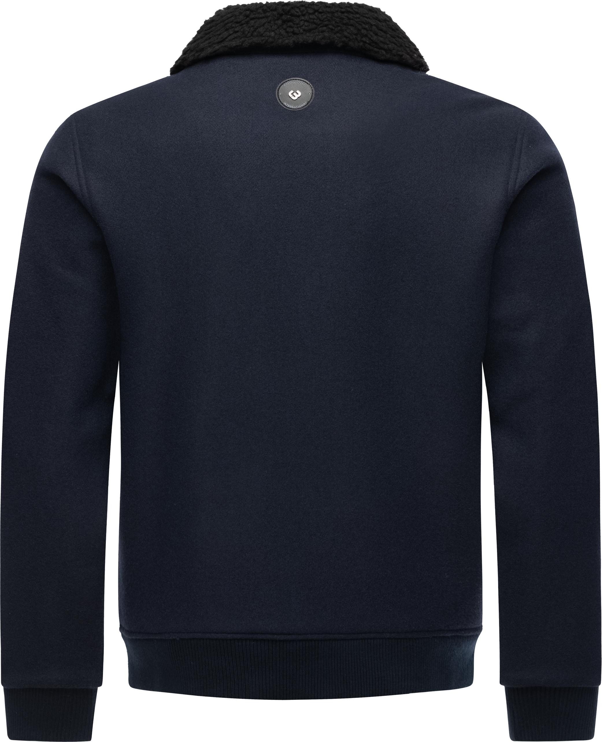 Ragwear Outdoorjacke Sivval Felt lässige Herren Jacke in Woll-Optik mit Teddyplüsch-Kragen