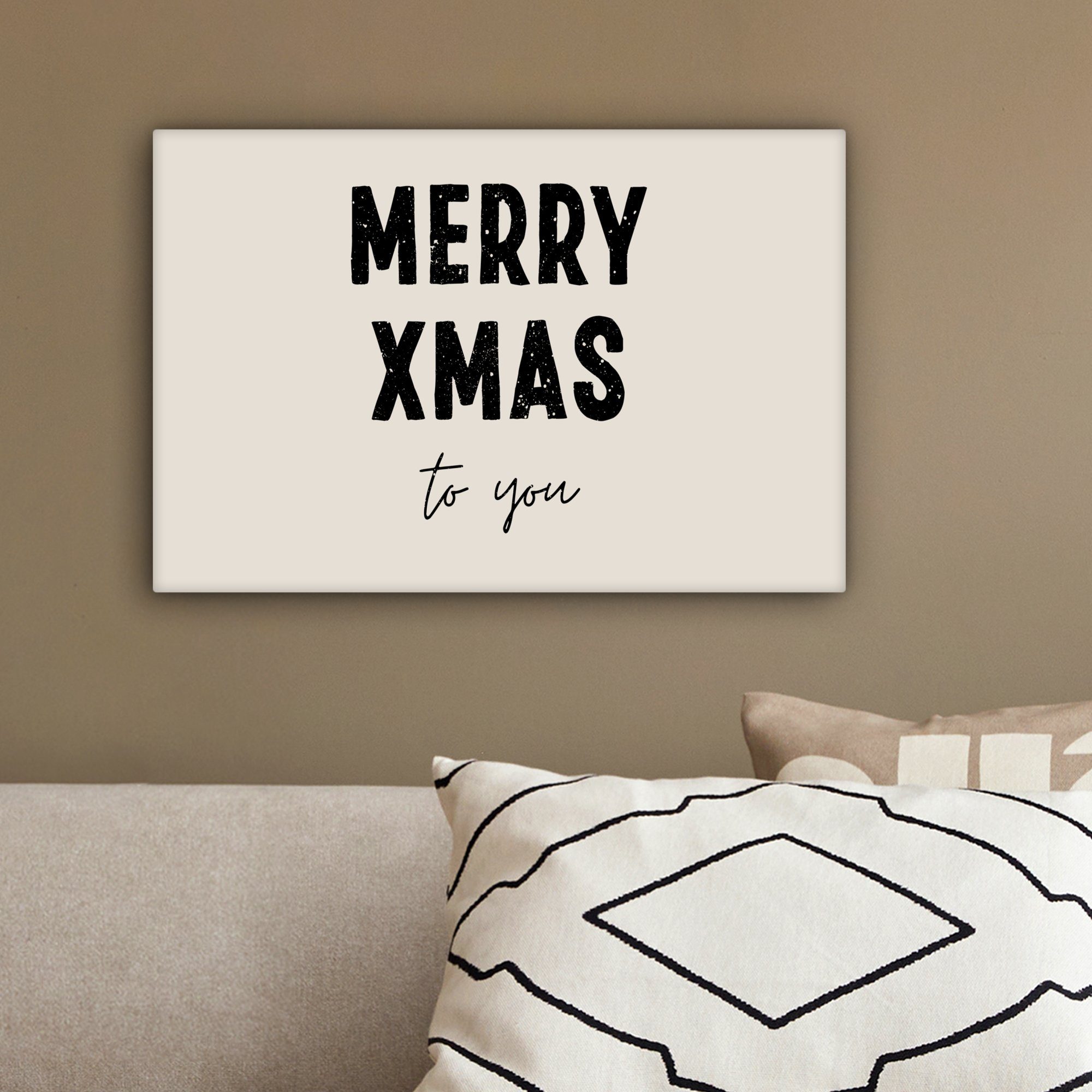 Leinwandbilder, (1 - Leinwandbild cm St), Frohe OneMillionCanvasses® Weihnachten - Weihnachten - Schwarz, - Aufhängefertig, Feiertage Zitate Wandbild Wanddeko, 30x20
