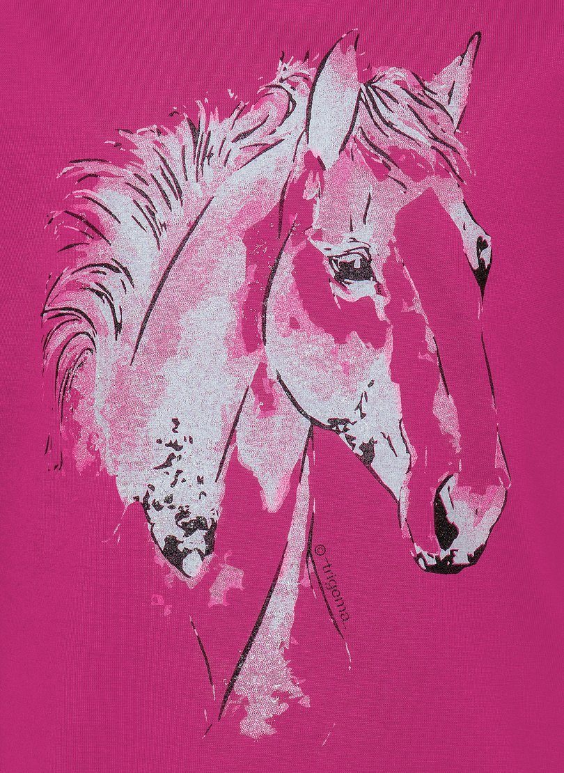 niedlichem T-Shirt hibiskus Pferdemotiv TRIGEMA Trigema mit T-Shirt