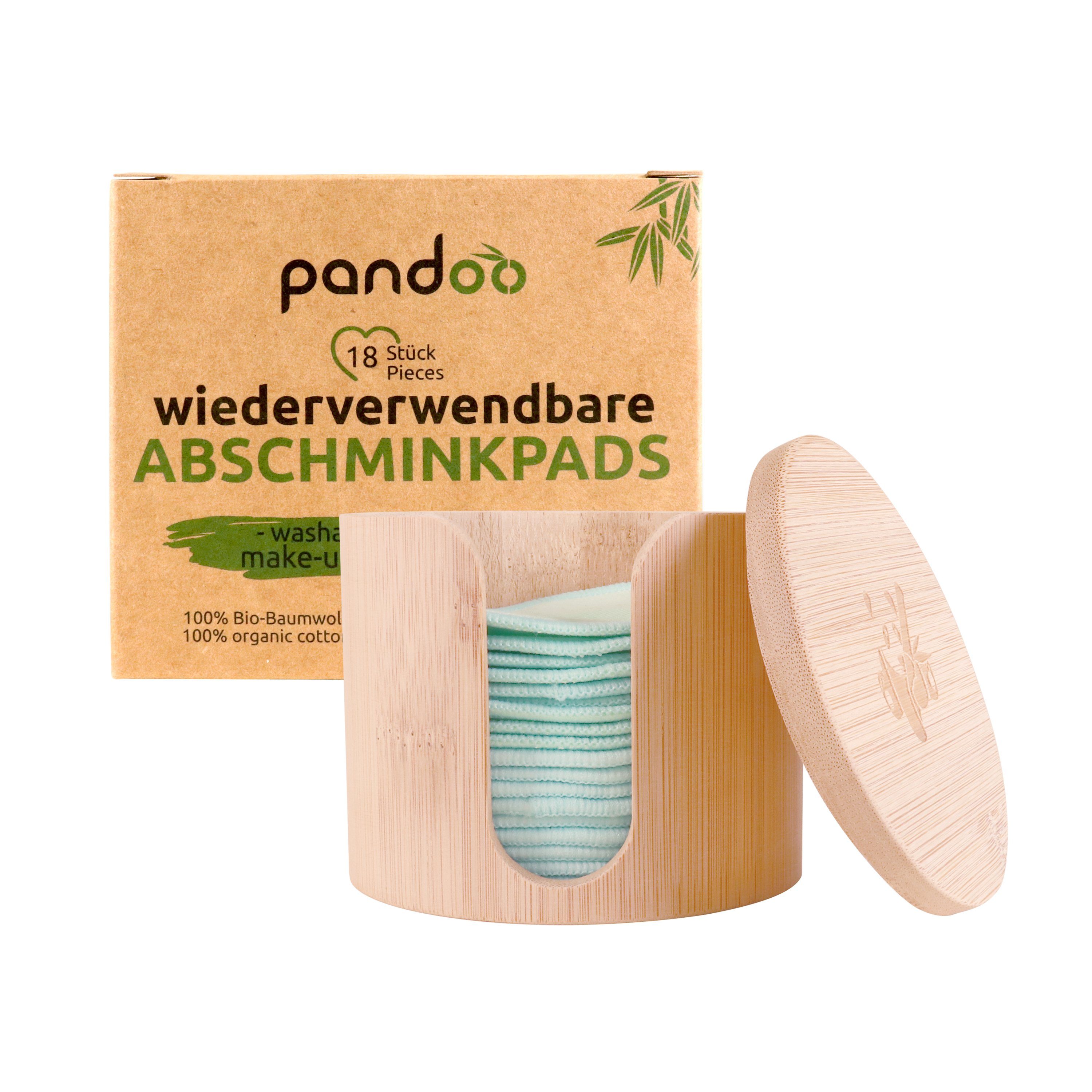 pandoo Abschminkschwamm 18 wiederverwendbare Abschminkpads, inkl Bambus Aufbewahrungsbox