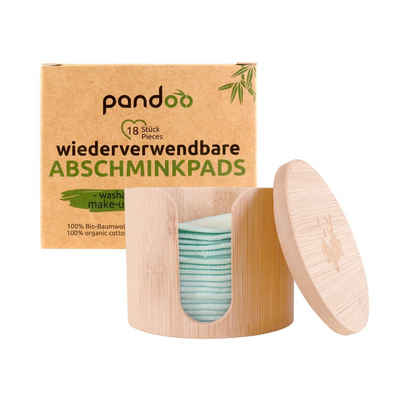 pandoo Abschminkschwamm 18 wiederverwendbare Abschminkpads, inkl Aufbewahrungsbox aus Bambus, 100% Bio Baumwolle