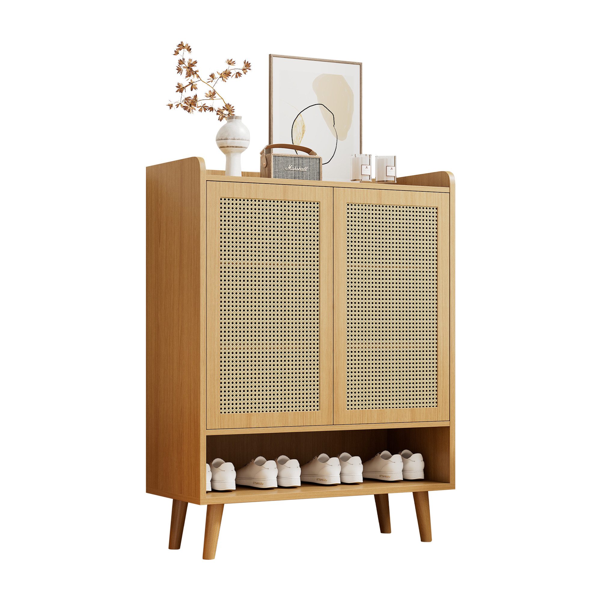 Merax Sideboard mit Rattantüren, Highboard,Kommode,Anrichte Landhaus,Höhe:1 günstig online kaufen