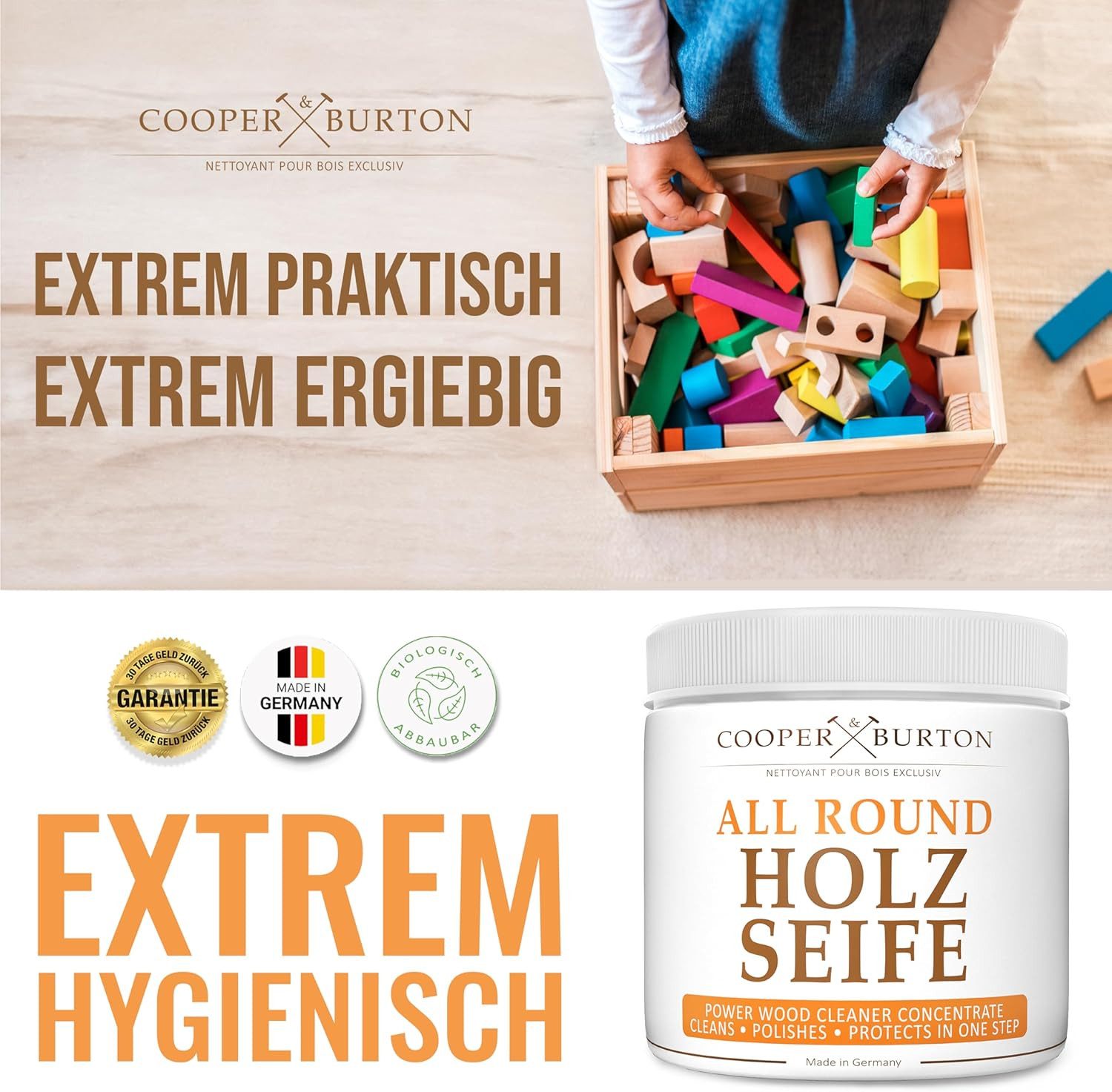 Cooper&Burton Holz Seife Intensiv Reiniger & Pflege Konzentrat von Cooper&Burton Holzreiniger (1-St. 250ml Konzentrat)