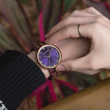 Holztick Bavaria Quarzuhr Violetta, edle Uhr für Damen aus Palisanderholz gefertigt