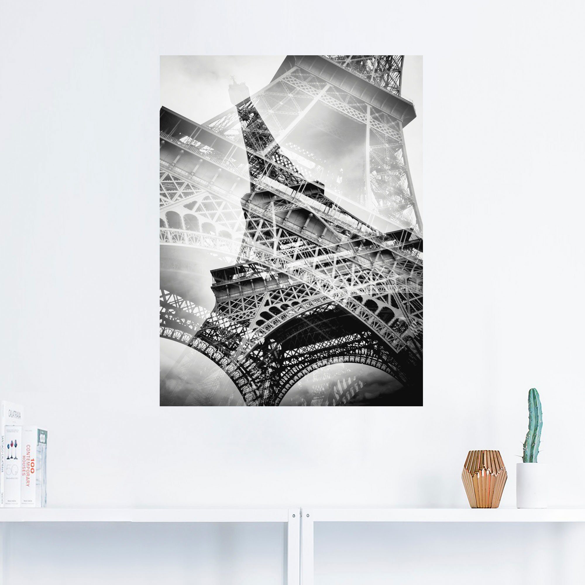 Wandaufkleber Der als Outdoorbild, Gebäude Artland Wandbild Alubild, St), Eiffelturm, verschied. Größen doppelte (1 Poster, in