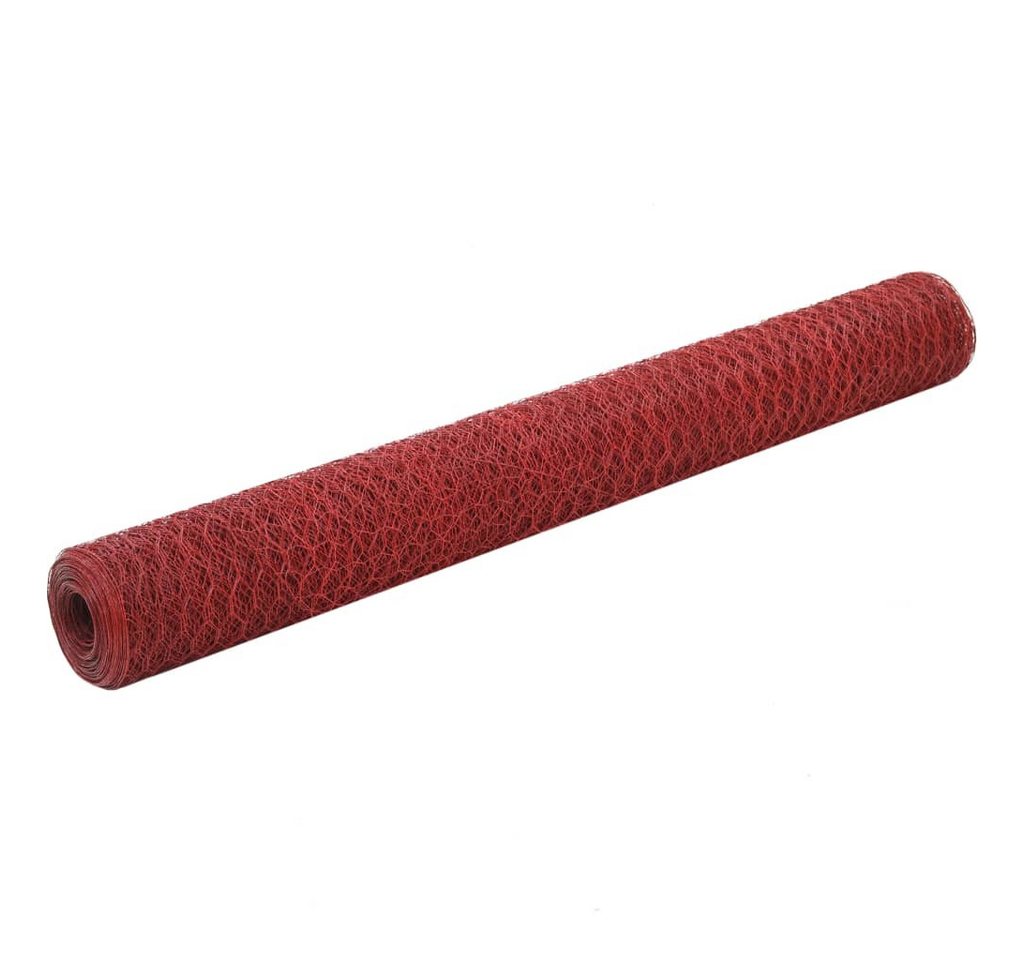Thumbnail - vidaXL Maschendrahtzaun, Drahtzaun Stahl mit PVC-Beschichtung 25x1,2 m Rot