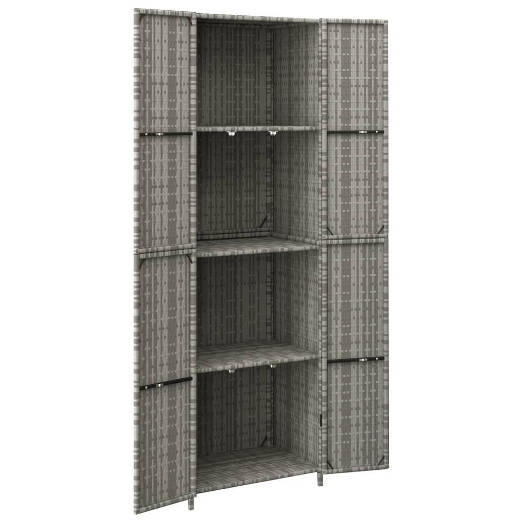 cm Poly 59x40x180 vidaXL Rattan Fächerschrank (1-St) Grau Gartenschrank