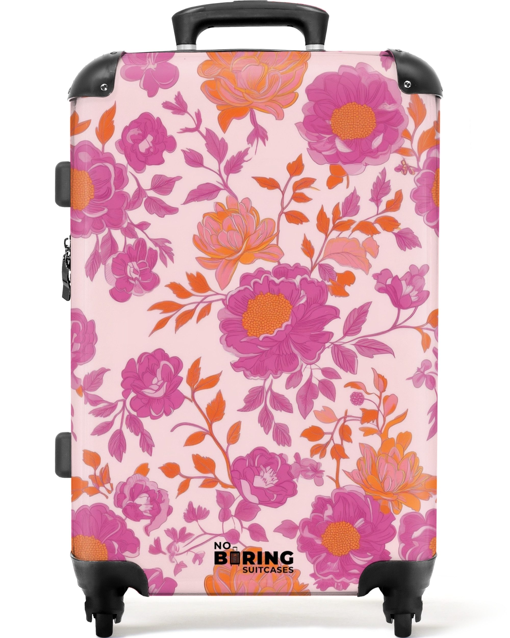 NoBoringSuitcases.com© Hartschalen-Trolley Lila Blumen mit rosa günstig online kaufen