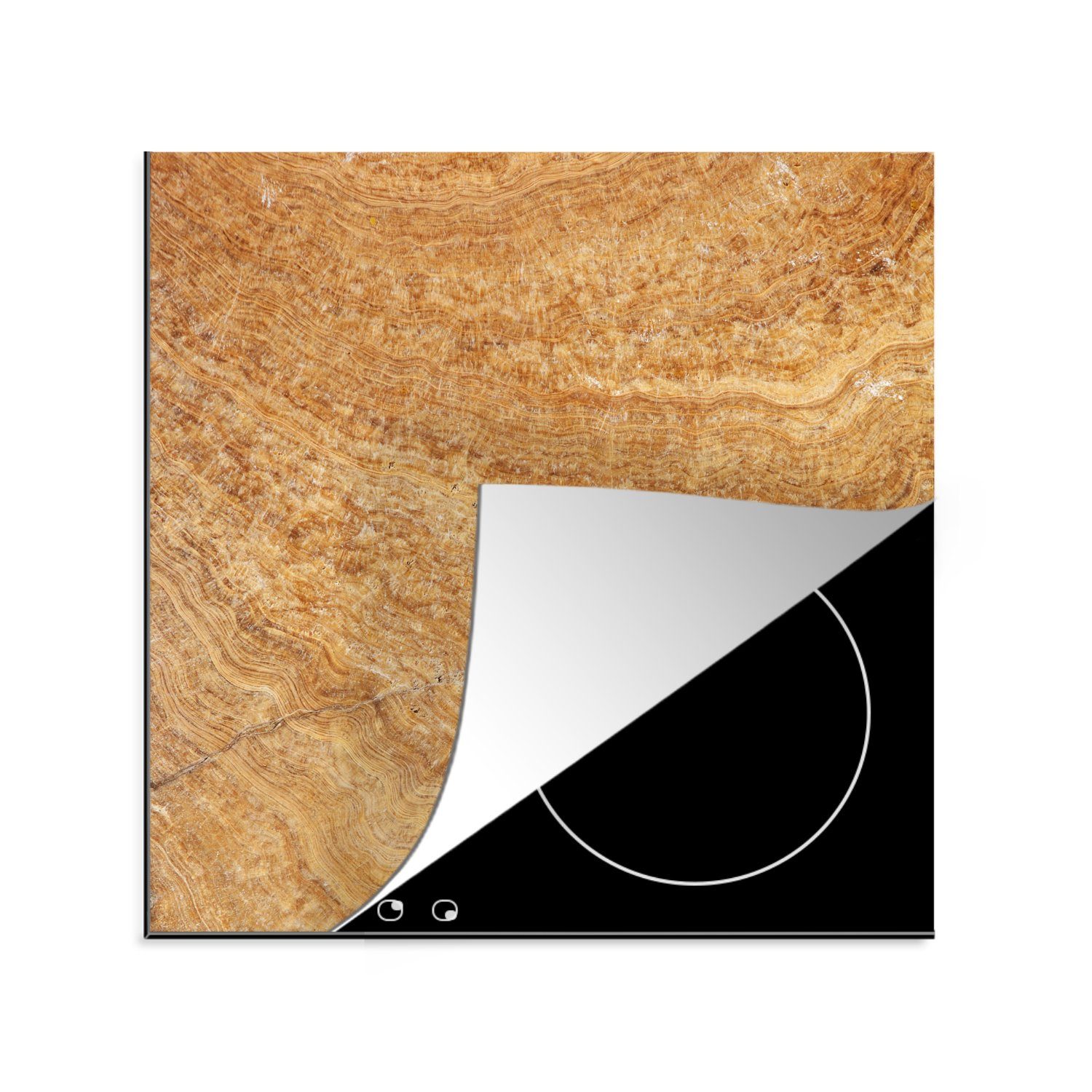 küche cm, Marmor Herdblende-/Abdeckplatte Ceranfeldabdeckung, Vinyl, - für 78x78 tlg), MuchoWow - Arbeitsplatte (1 Braun Muster,