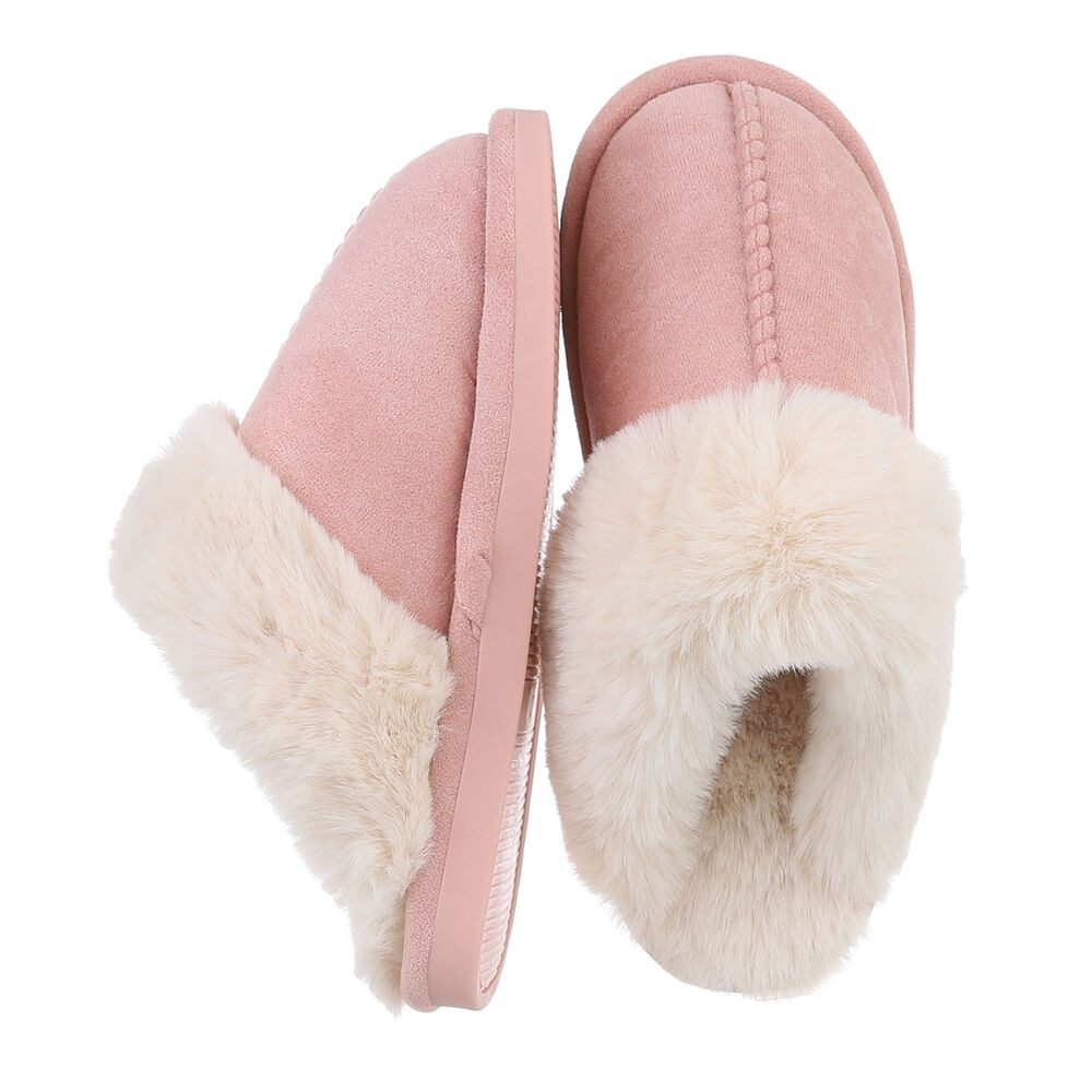 Ital-Design Damen Hausschuhe Freizeit Hausschuh (87284059) Flach Hausschuhe in Altrosa