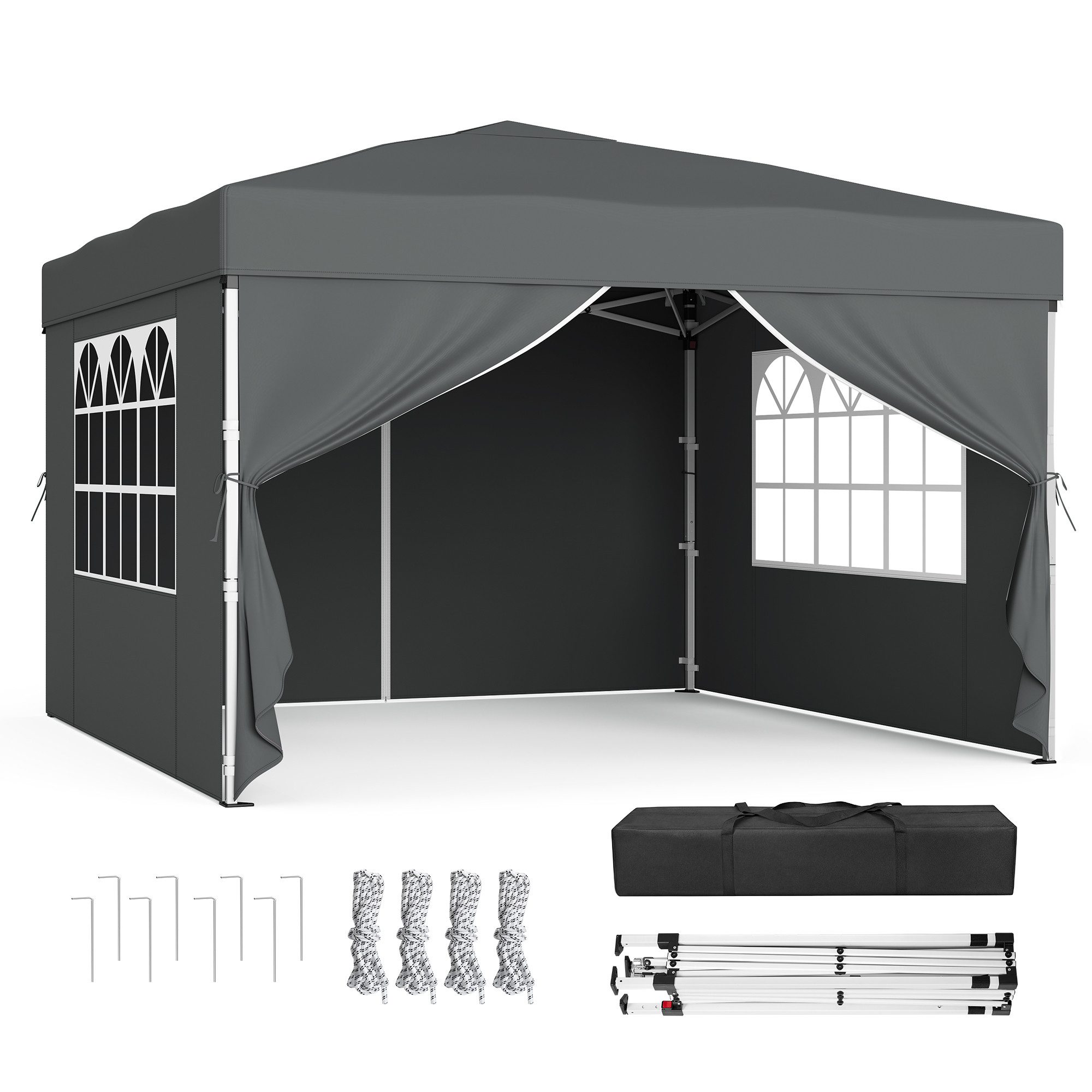 SONGMICS Pavillon 3m/6m x 3m Pavillon mit 4 Seitenteilen,für Garten, mit 4 Seitenteilen, Faltzelt Seitenwänden, stabil, tragbar, Hof, Markt, Sonnenschutz