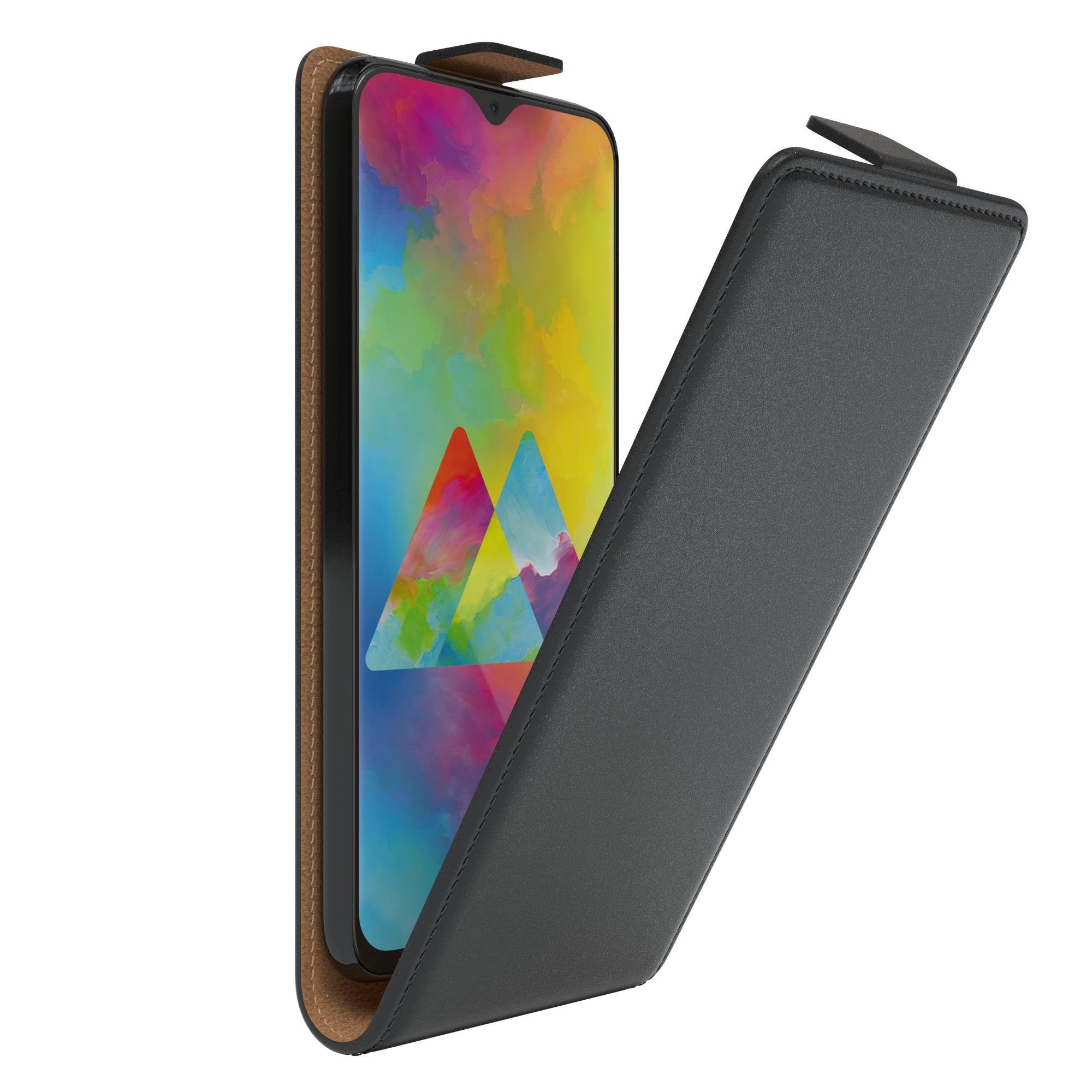 EAZY CASE Handyhülle Flipcase für Samsung Galaxy M20 6,3 Zoll, Tasche Klapphülle Handytasche zum Aufklappen Etui Kunstleder Schwarz