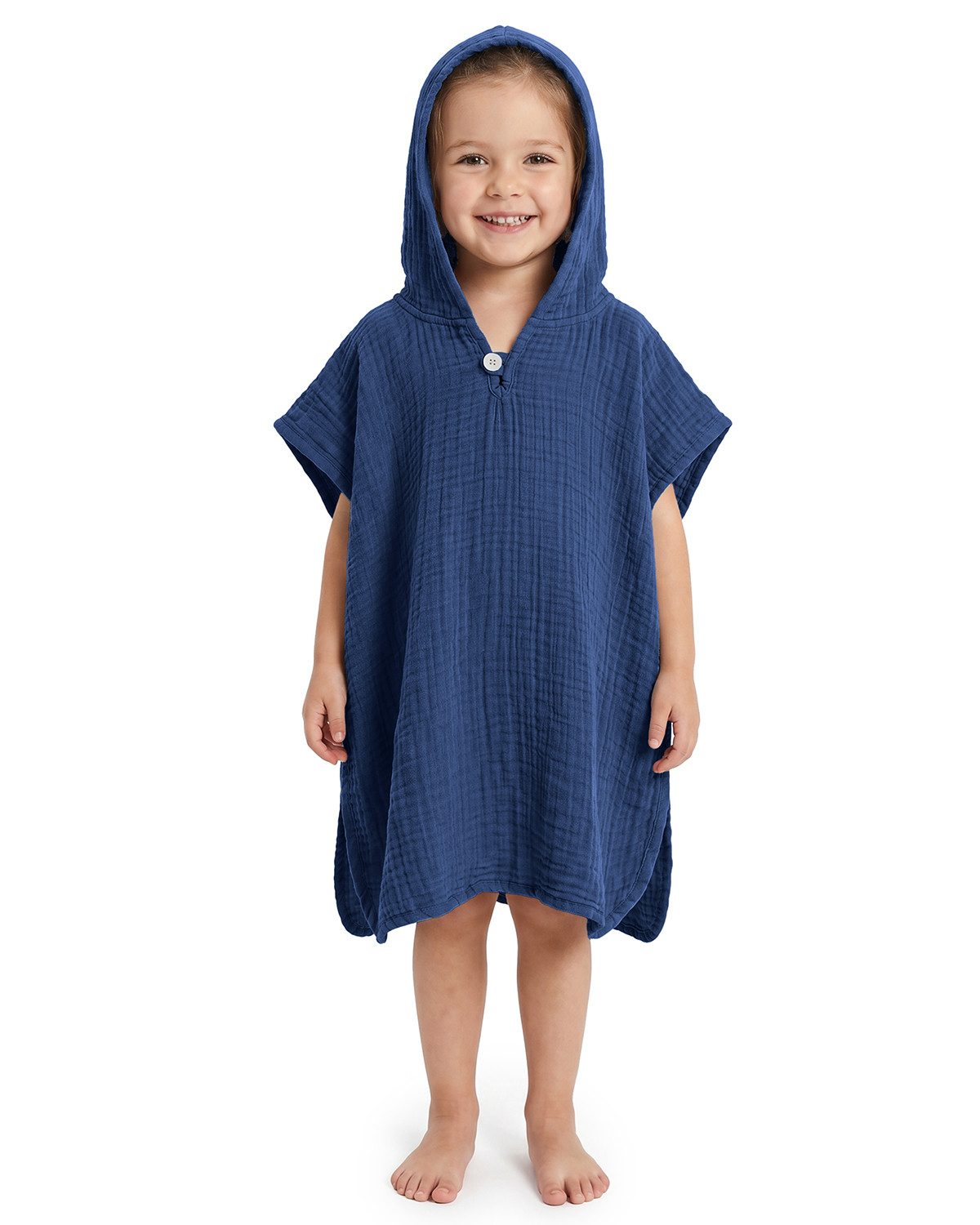 Laynenburg Badeponcho Musselin für Kinder mit Kapuze - Poncho aus 100% Baumwolle, als strandponcho, surf Handtuch poncho für Baby, Mädchen & Jungen