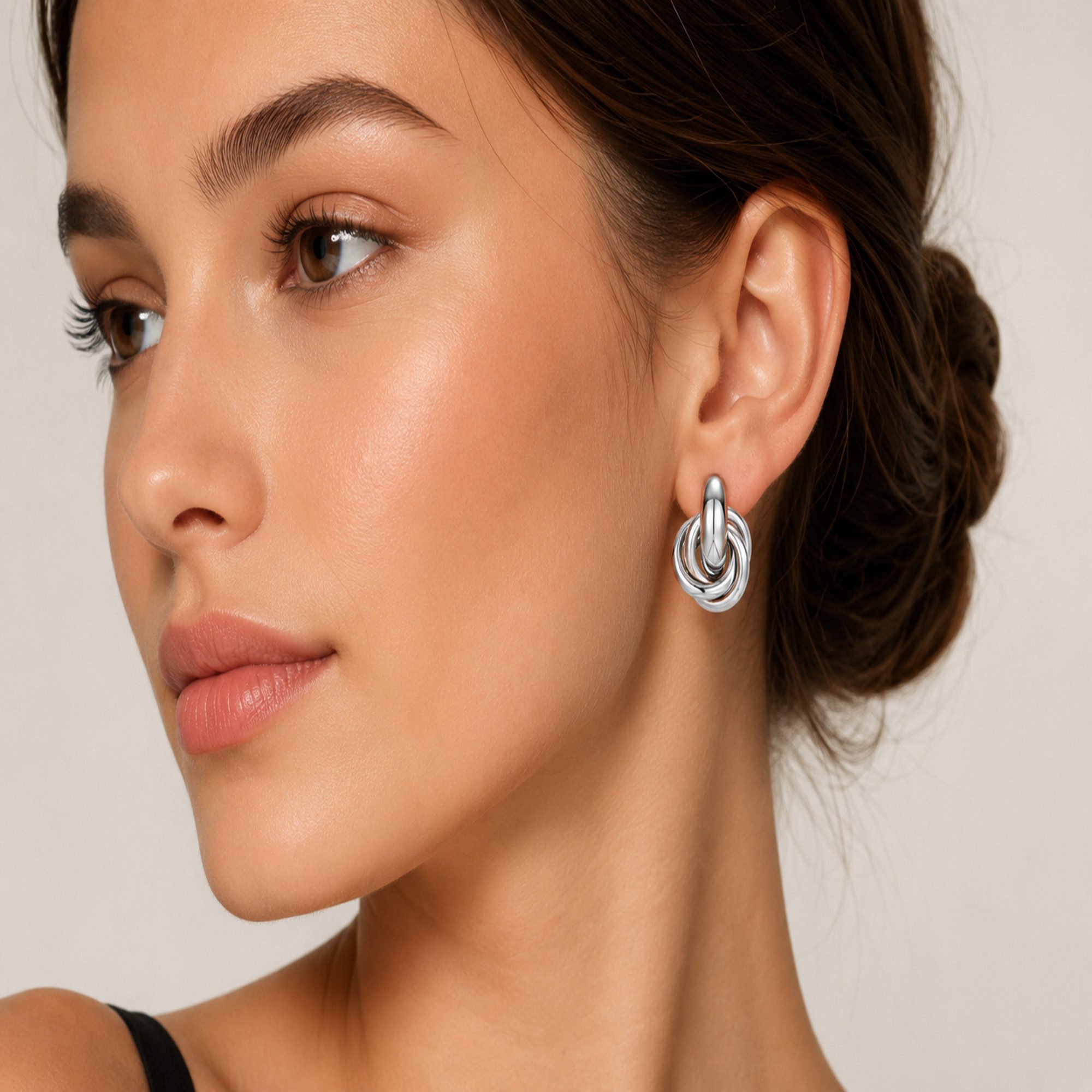 ROUGEMONT Paar Ohrstecker Knoten Damen Ohrstecker 18K Vergoldung Hypoallergen -Wasserfest, Hypoalölergen für empfindliche Haut – Bild 4 von 4