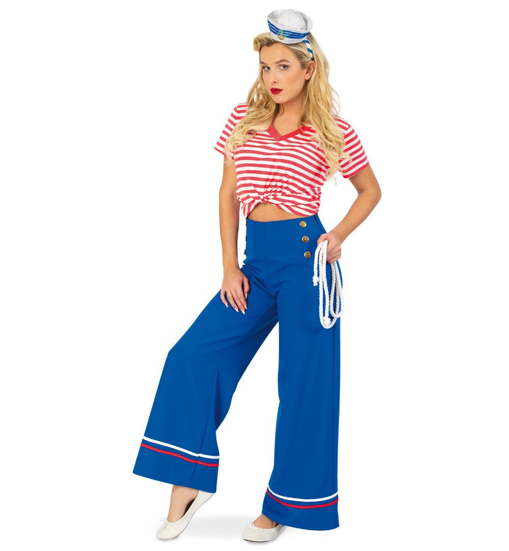 Fries Kostüm Damen Hose Hello Sailor Matrosin Marine Blau Karneval Fasching günstig online kaufen