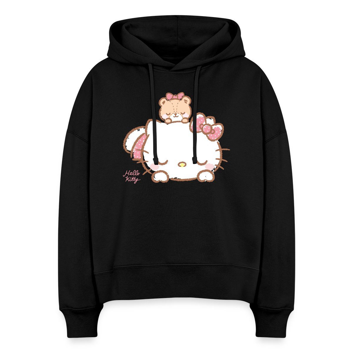 Hoodie Hello Kitty Mit Teddy Auf Dem Rücken Frauen Boxy Organic Hoodie