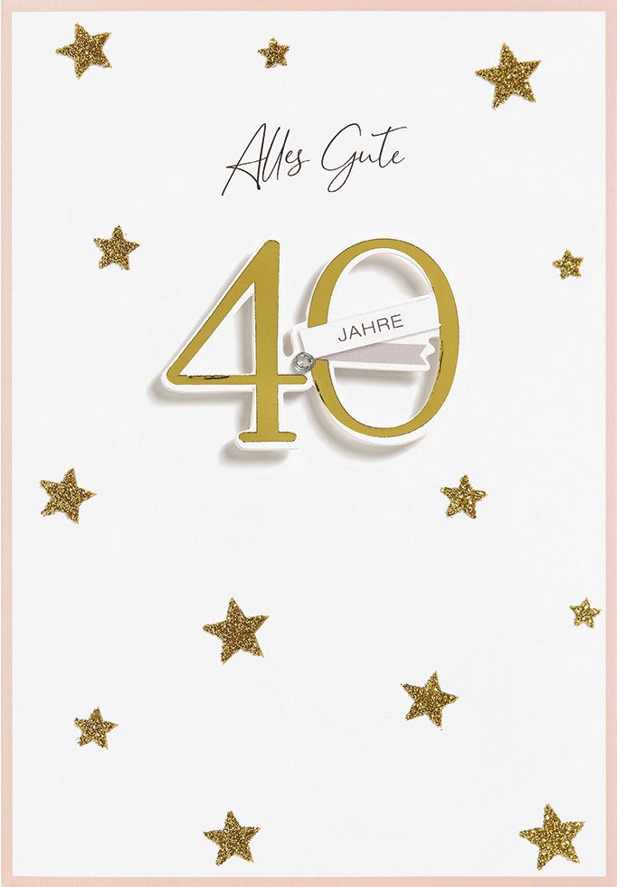 Perleberg Grußkarten 40 Geburtstag Glückwunschkarte im Format 115x17cm