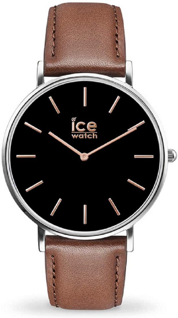 ice-watch Quarzuhr, ICE-WATCH CITY classic Brown rose-gold Braune Herrenuhr  mit Lederarmband 016229 (Medium)