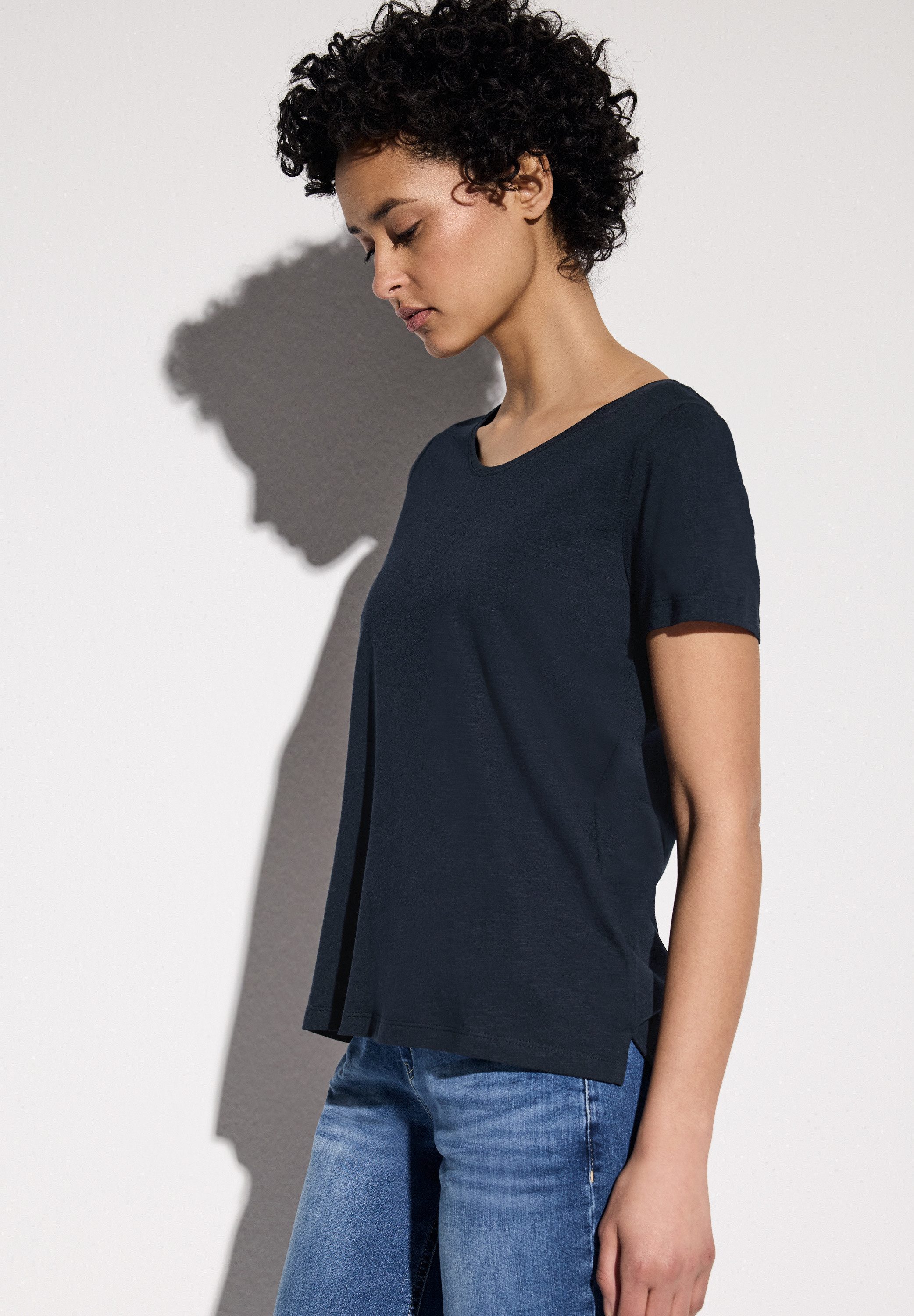 STREET ONE V-Shirt, mit abgerundetem V-Ausschnitt günstig online kaufen