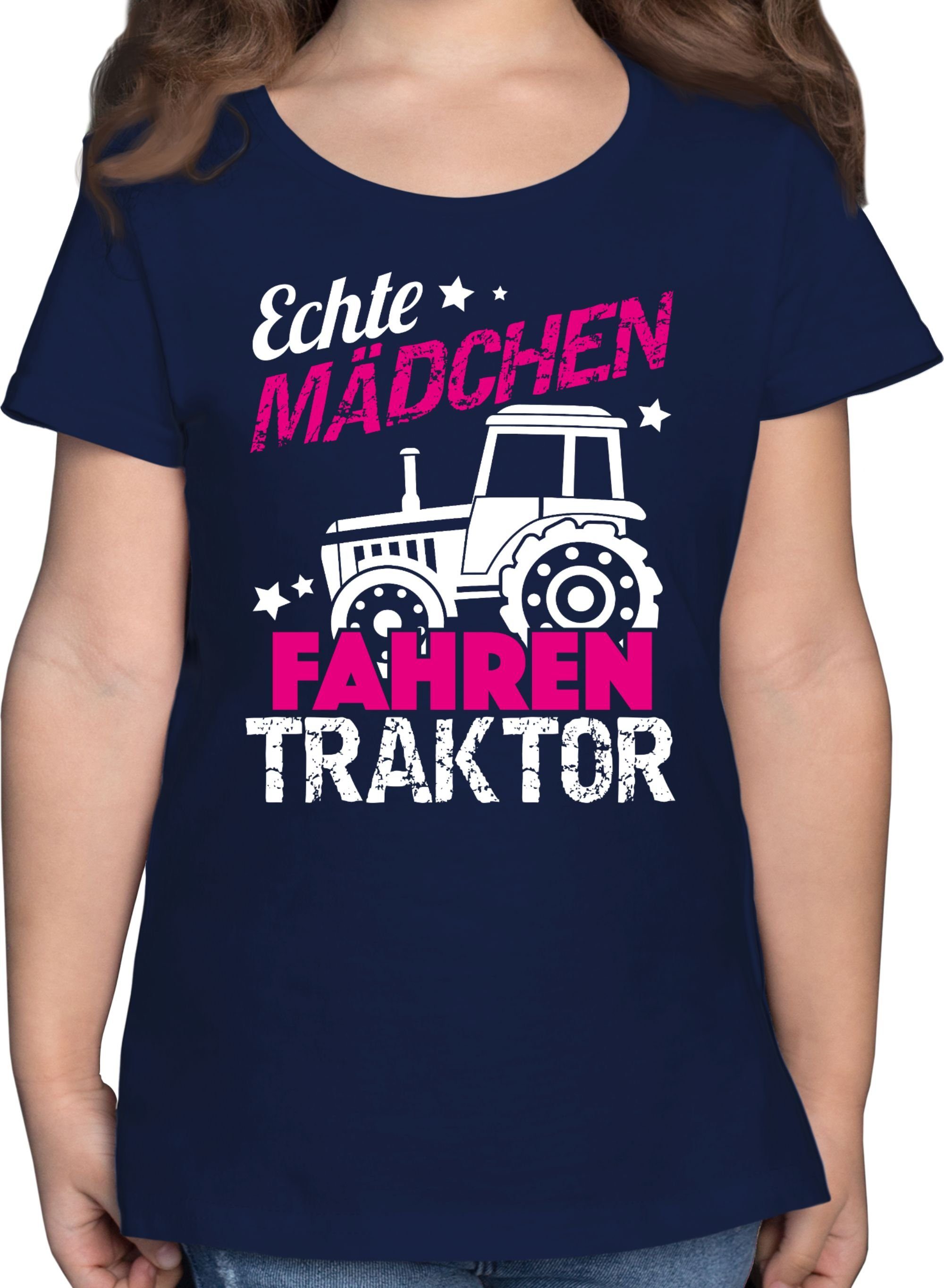 Shirtracer T-Shirt Echte Mädchen fahren Traktor Traktor 2 Dunkelblau