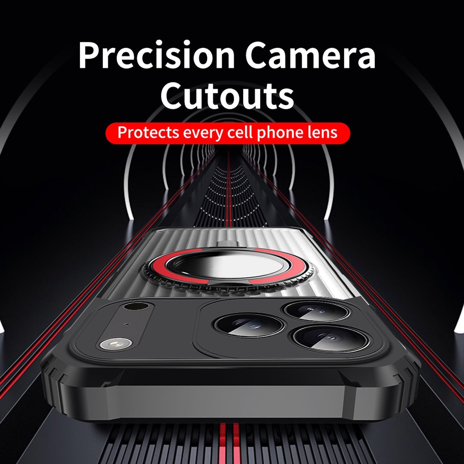 Wigento Handyhülle Für Samsung Galaxy S25 FE MagSafe 360 Grad Ring Halter Hülle Schwarz, 360° Standfunktion, Anti-Rutsch-Seiten, Fingerabdruckschutz