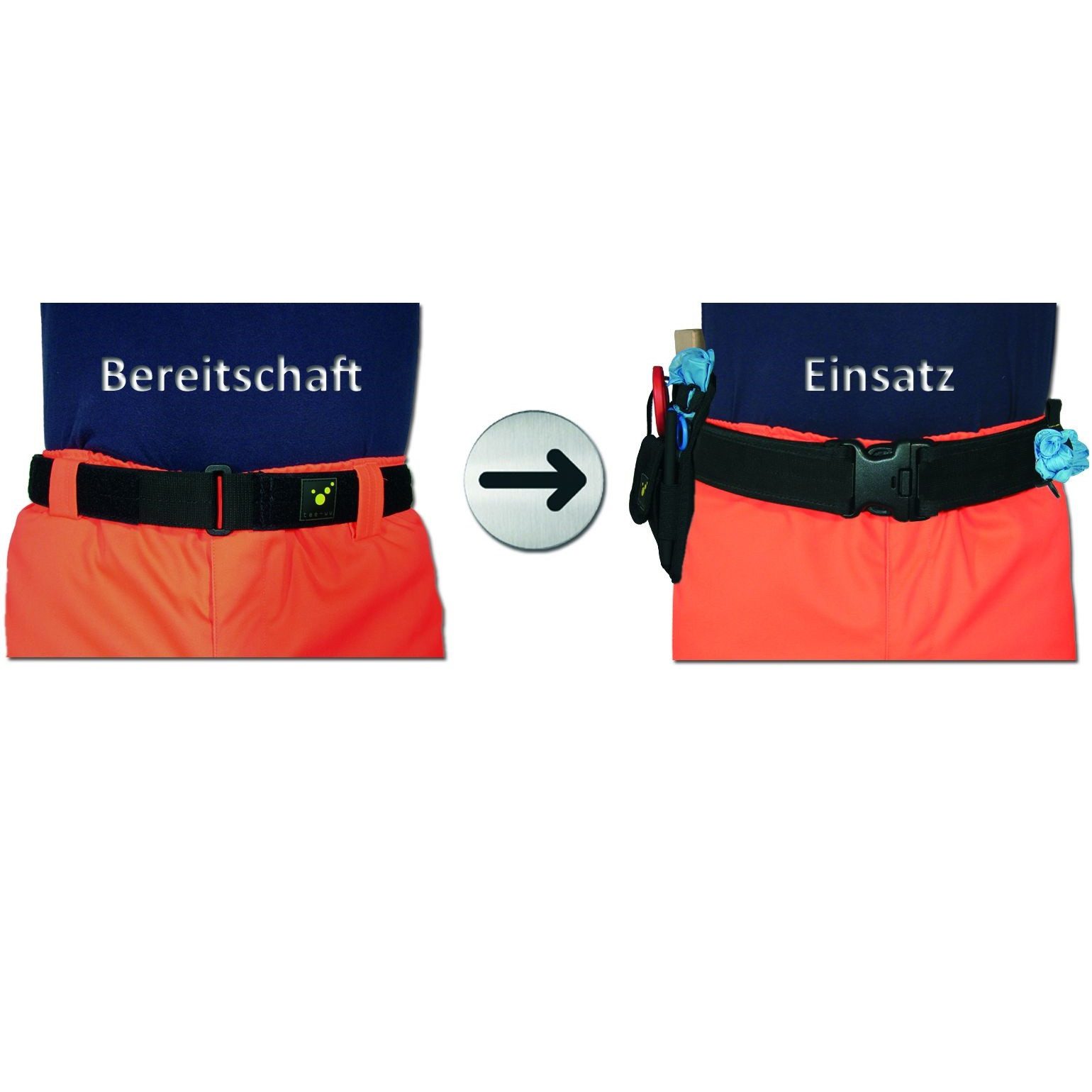 tee-uu Koppelgürtel Tee-uu BLACK Koppel Größe XL 115 - 135cm (Komplettset, 1-St., Rettungsdienstgürtel) Unter-, Obergürtel, 4 Beltkeeper & GLOVE-FIX